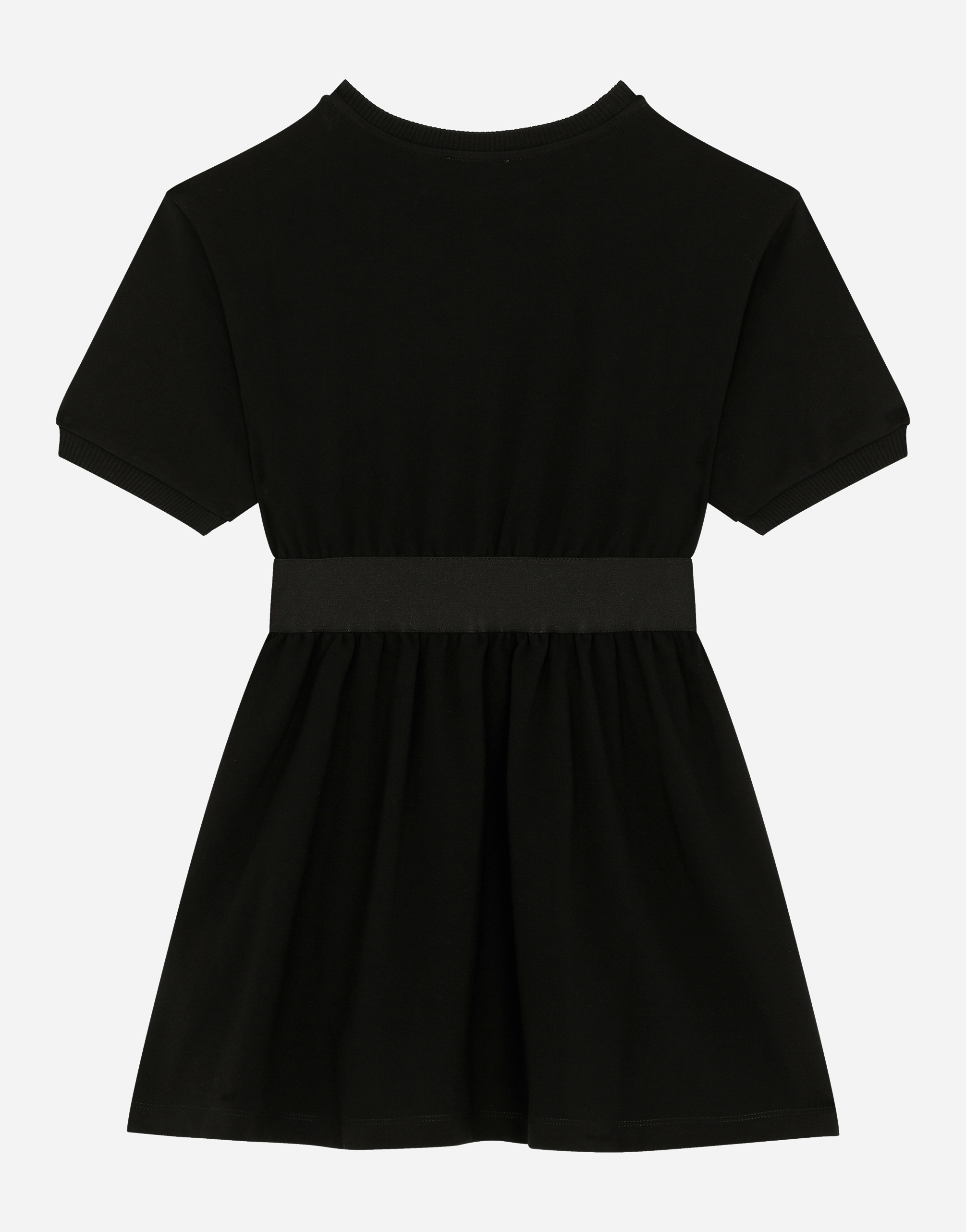 Dolce & Gabbana Jersey Minidress With Logo Tag In Nero