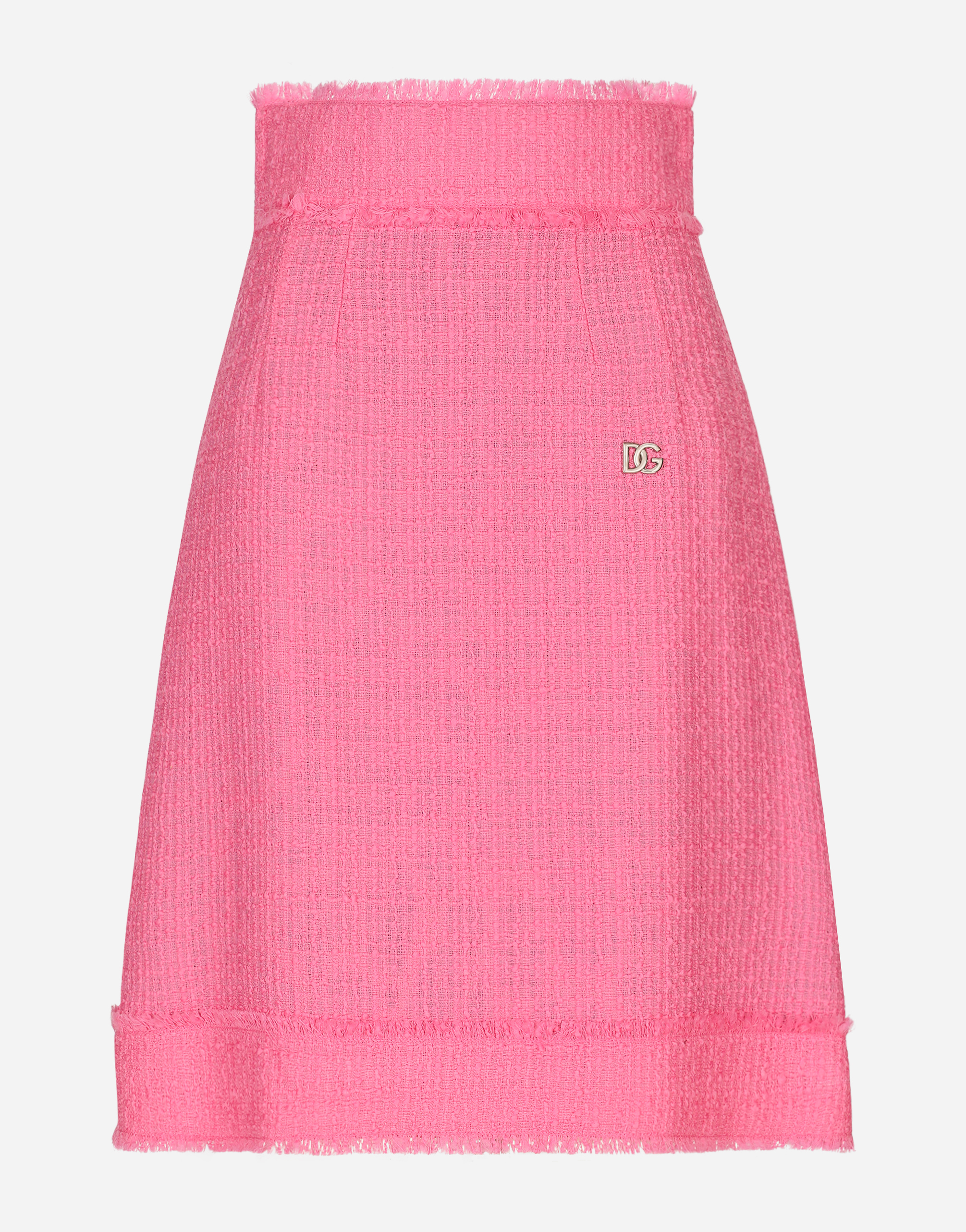 Dolce & Gabbana Raschel Tweed Midi Skirt In Pink