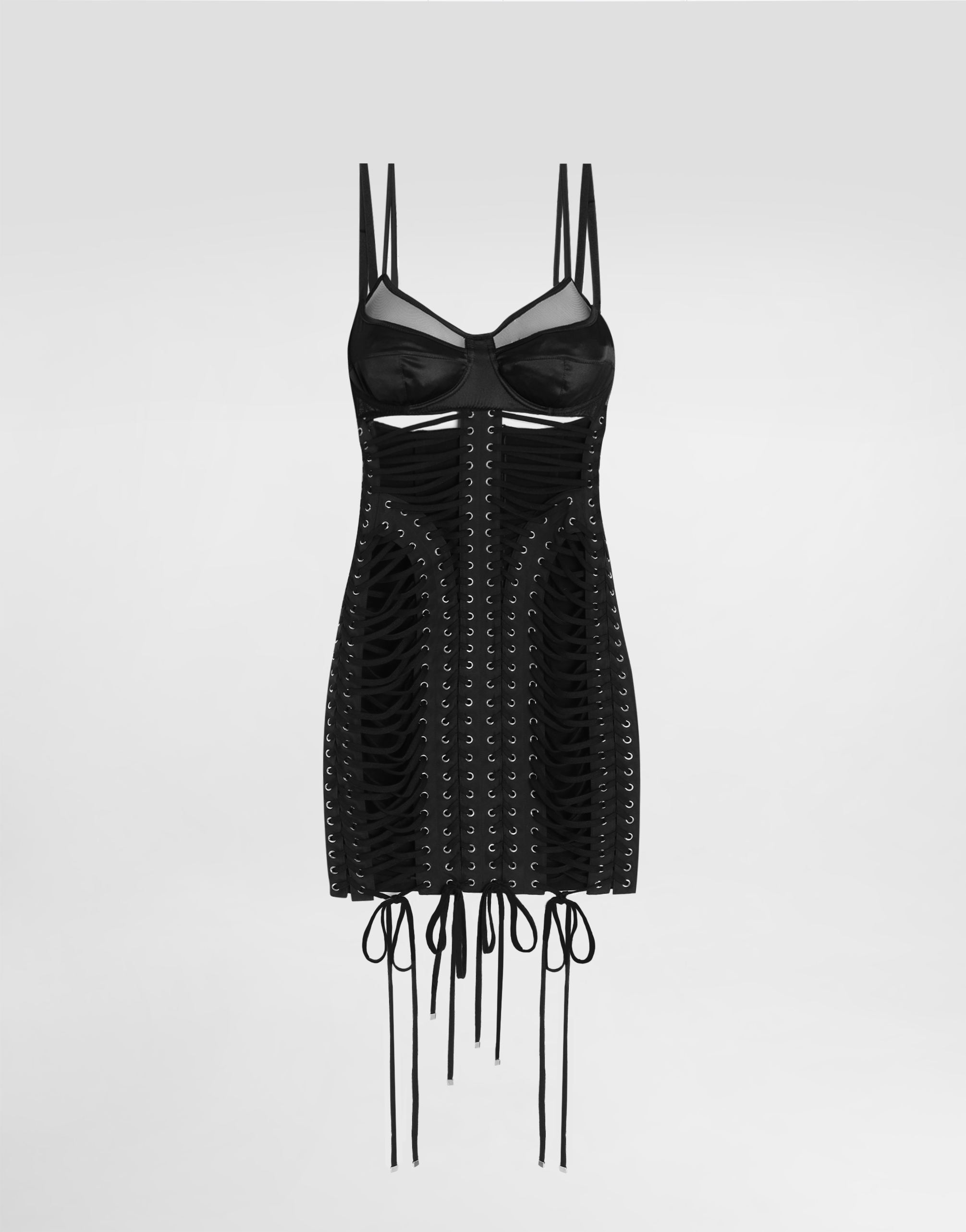 Dolce & Gabbana Short Silk And Viscose Dress In Black