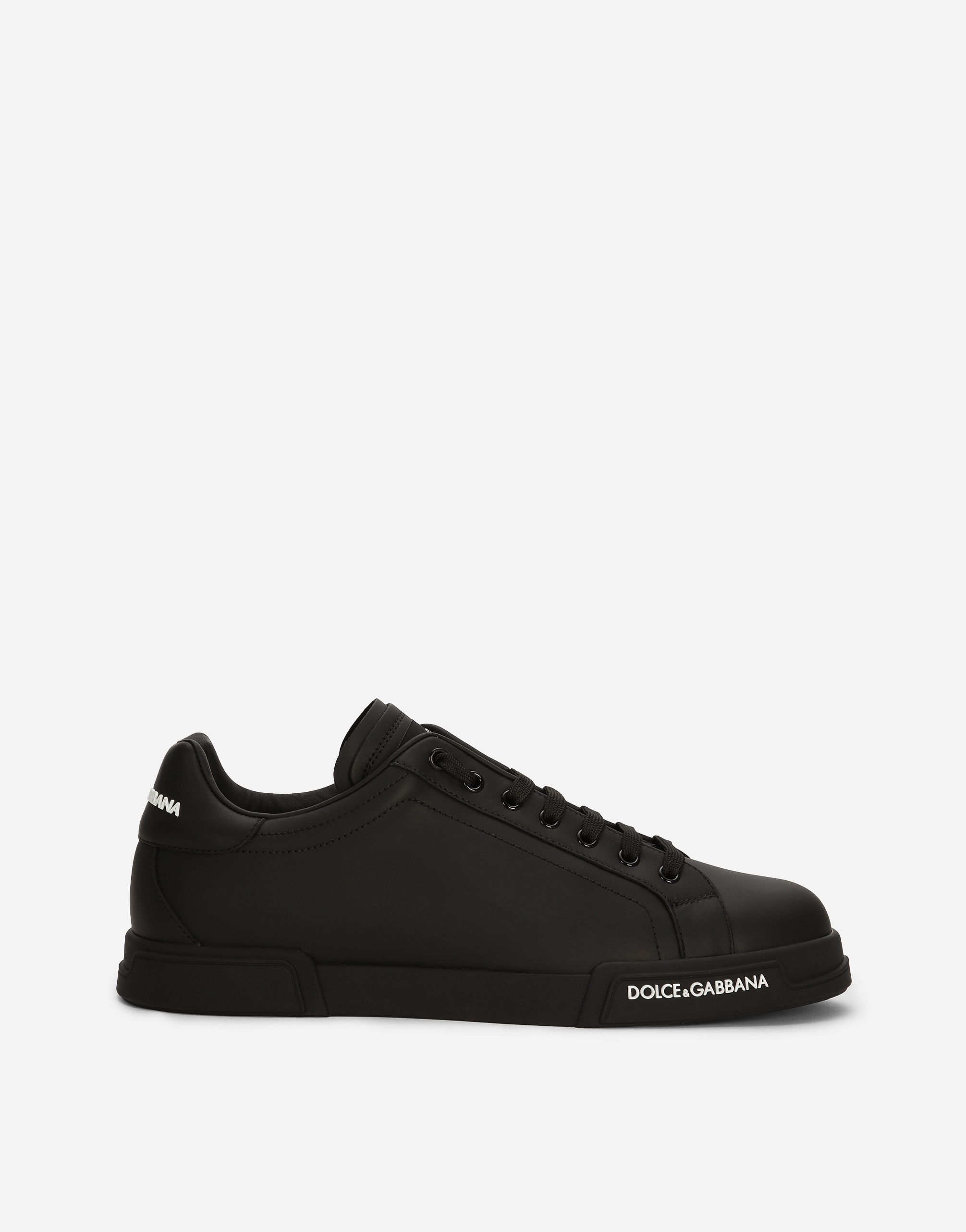 Shop Dolce & Gabbana Calfskin Nappa Portofino Sneakers In Black