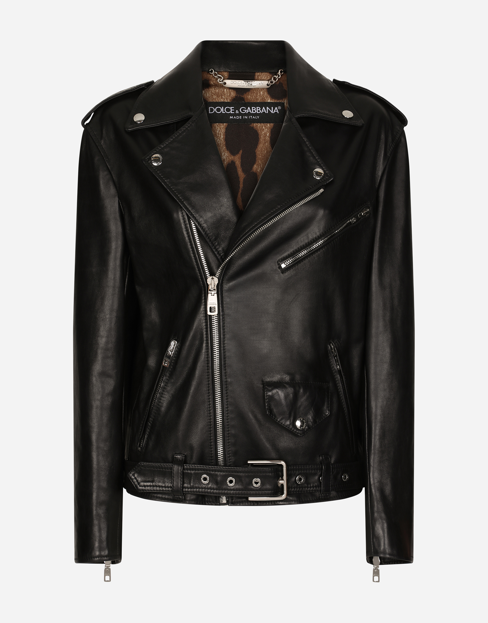 Leather biker jacket in Black for Women | Dolce&Gabbana® Leather biker jacket in Black for Women | Dolce&Gabbana®