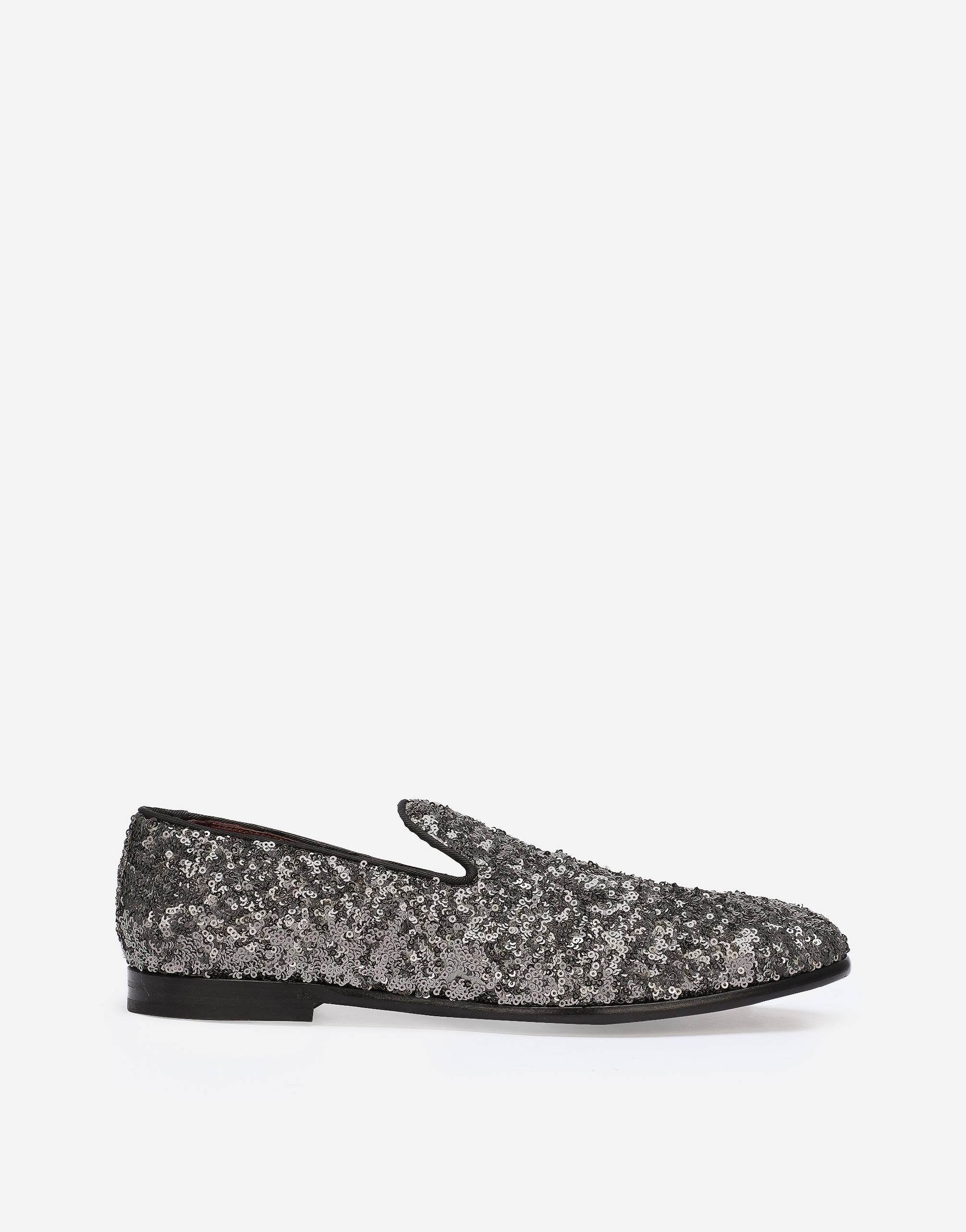 Shop Dolce & Gabbana Sequined Slippers In Grey