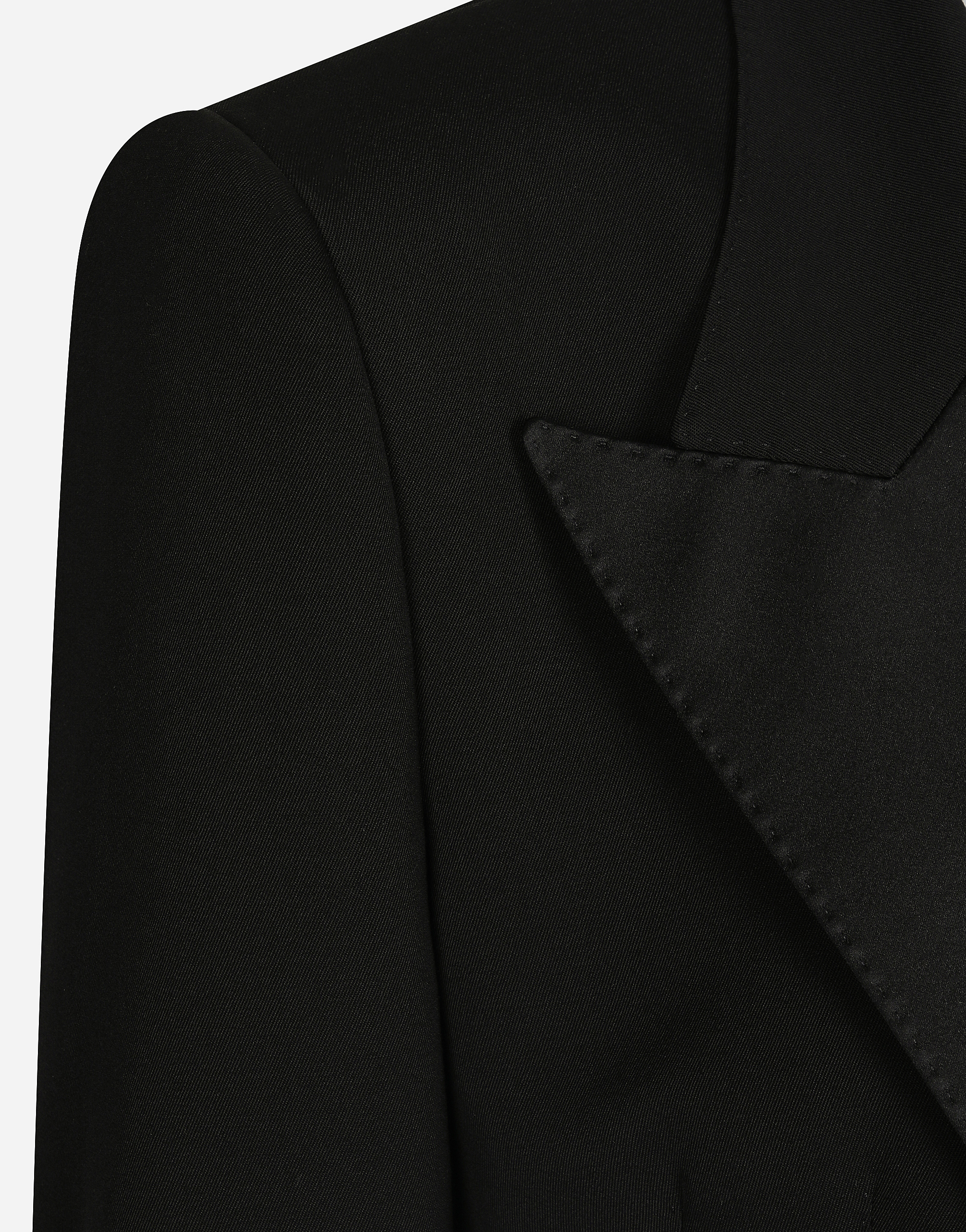 Short wool gabardine tuxedo jacket