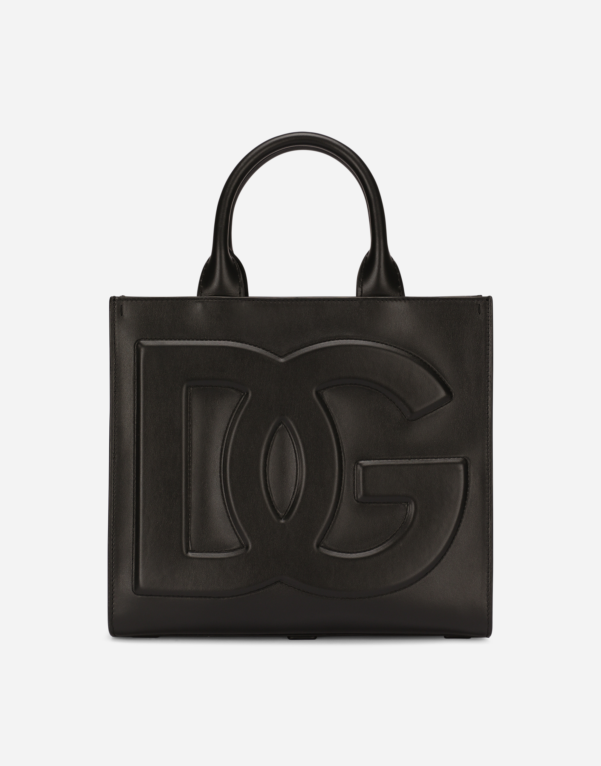 Dolce & Gabbana Small Calfskin Dg Daily Shopper In Black