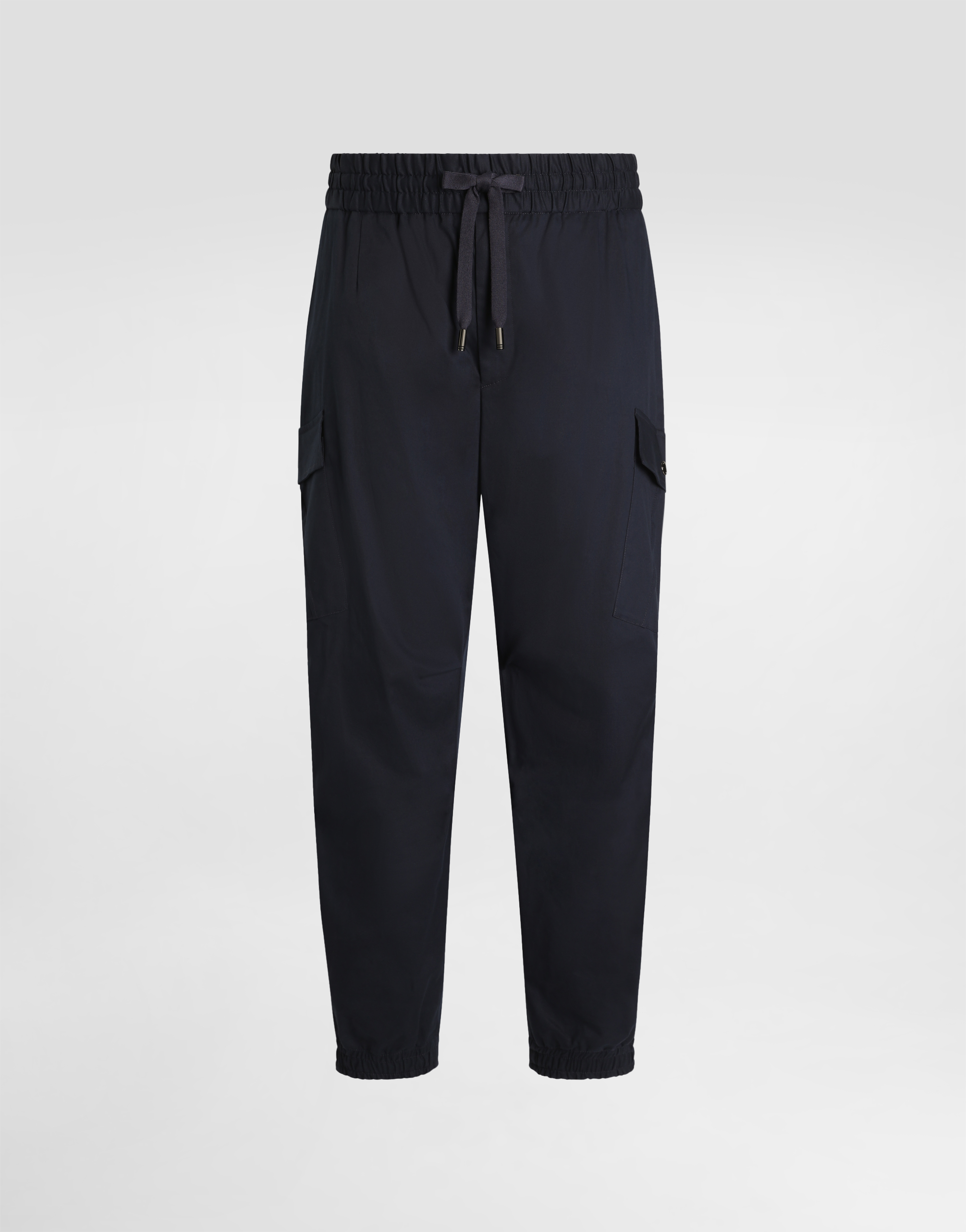 Cotton cargo pants with branded tag in Blue for Men