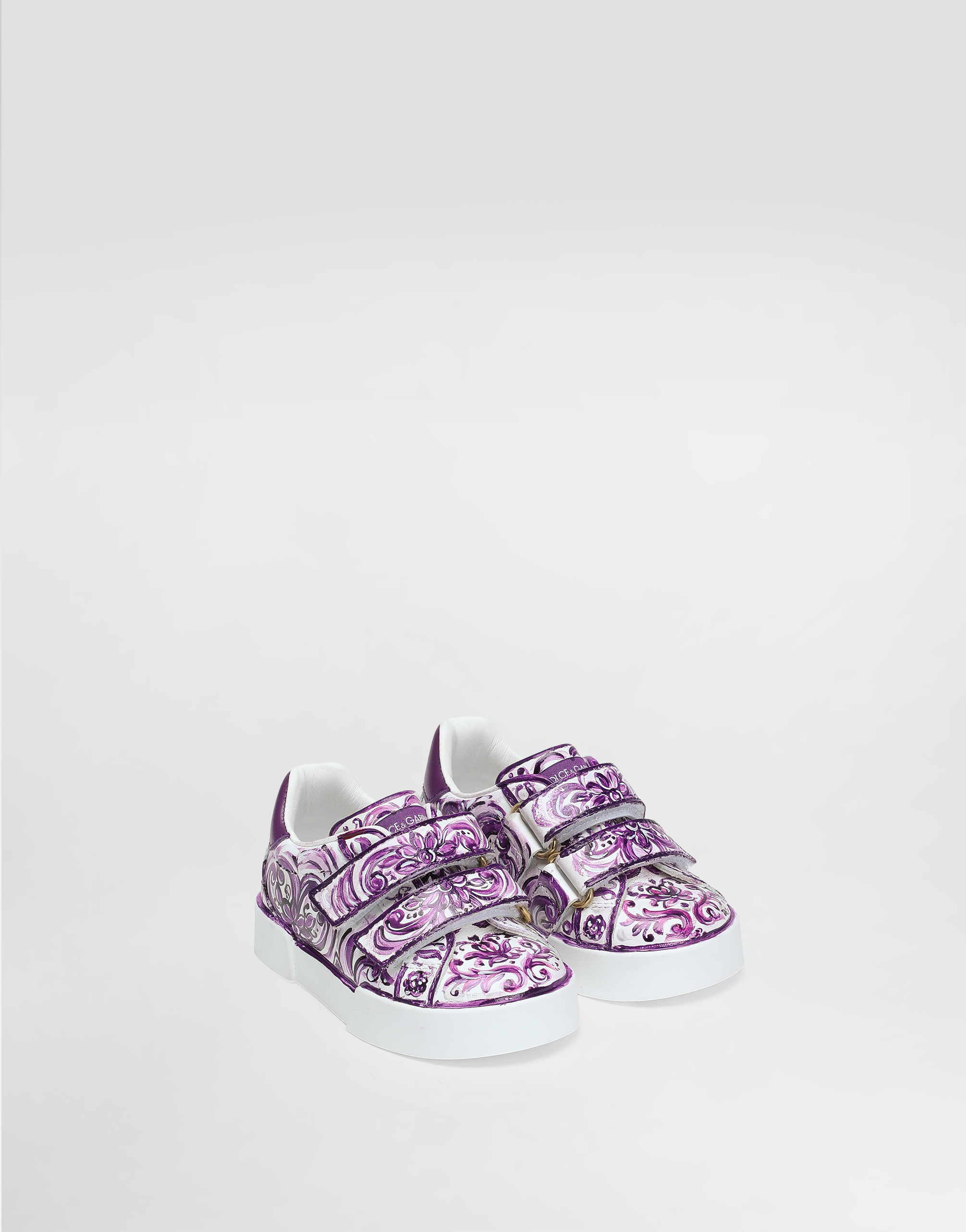  Dolce & Gabbana Majolica-print Sneaker In Nappa Calfskin - Frau Schuhe Für Die Ersten Schritte (19-26) Multicolor 25 