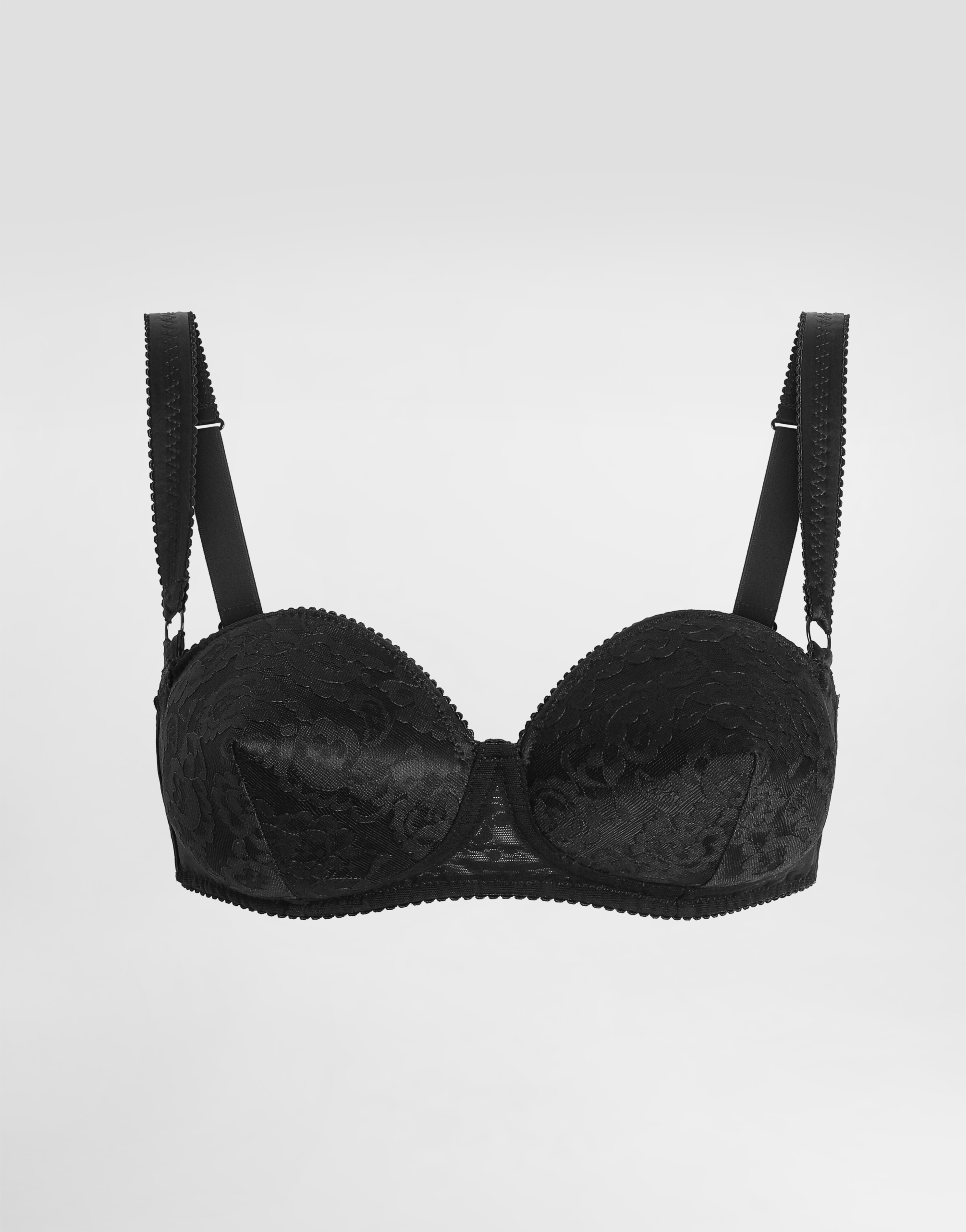 Dolce & Gabbana Satin Balconette Bra With Lace Detailing In Black