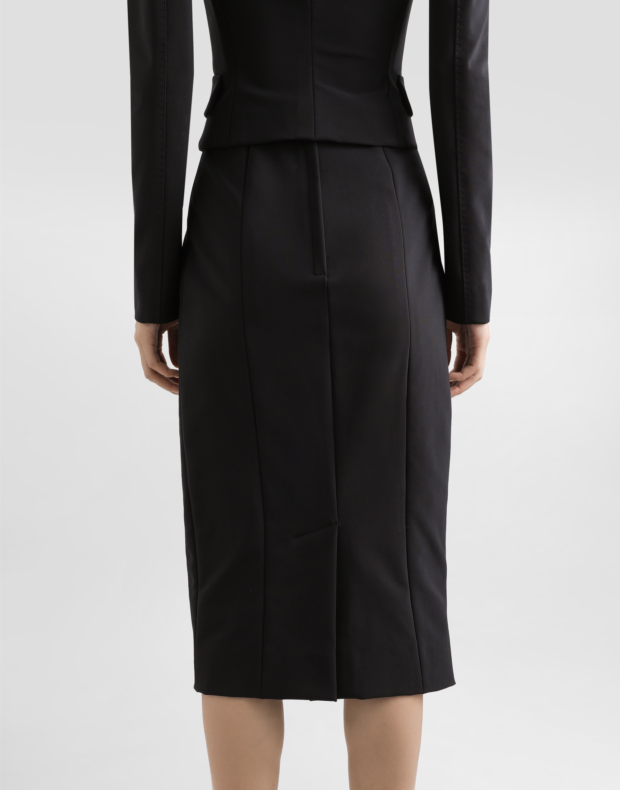 Dolce & Gabbana Technical Cady Calf-length Pencil Skirt In Black