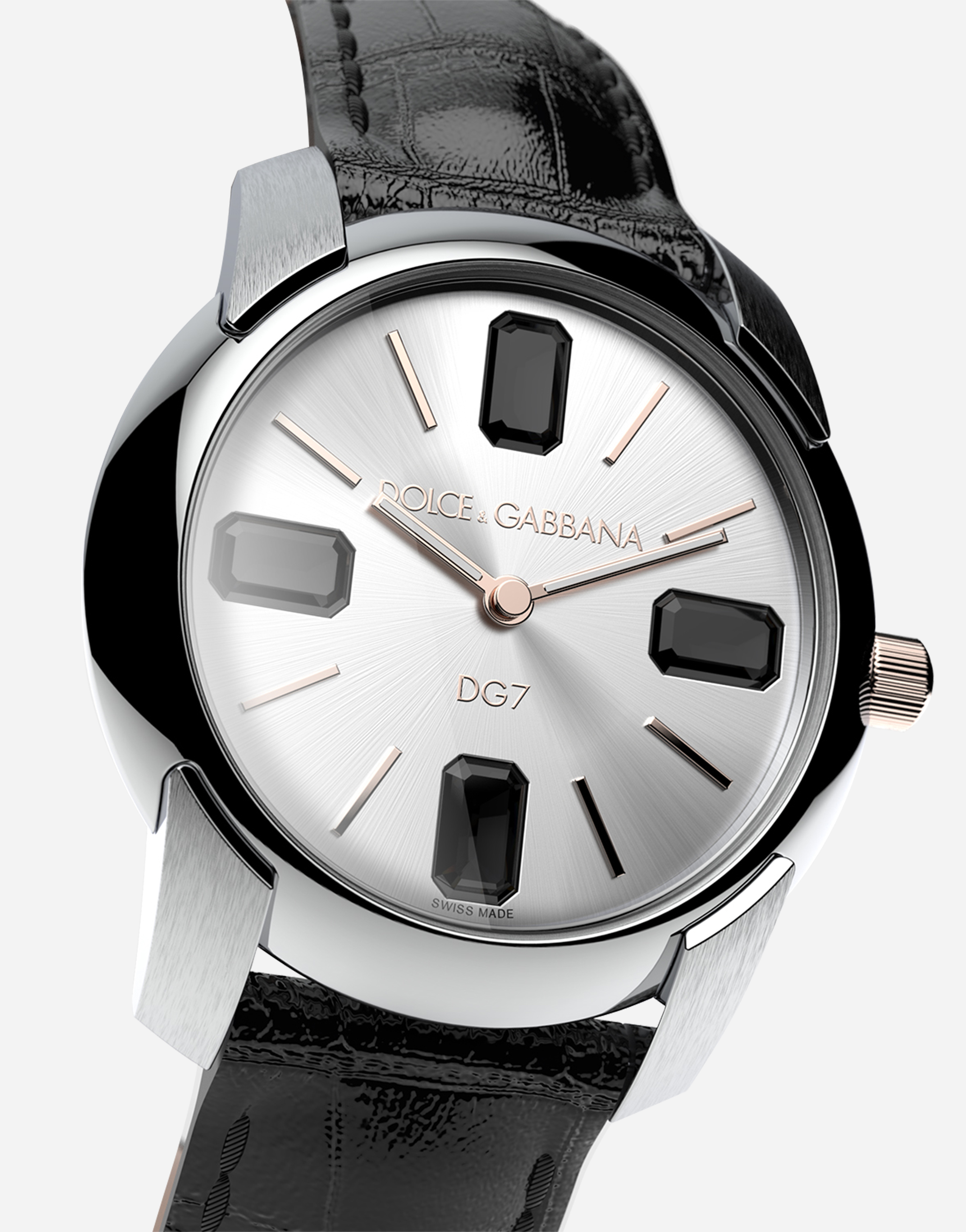 Dolce & Gabbana Watch With Alligator Strap In Black