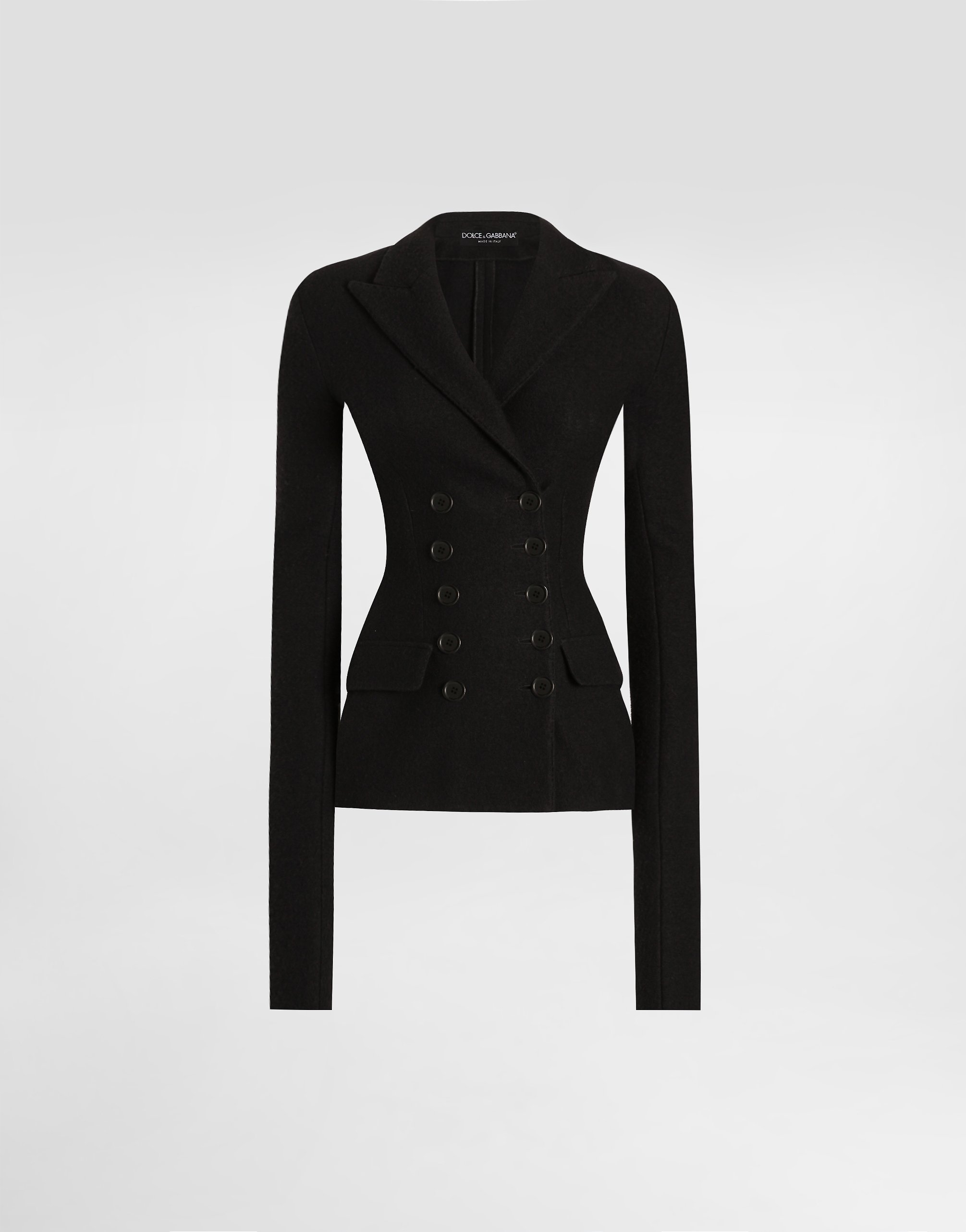 Dolce & Gabbana Double-breasted Jacket In Wool Cloth In Black
