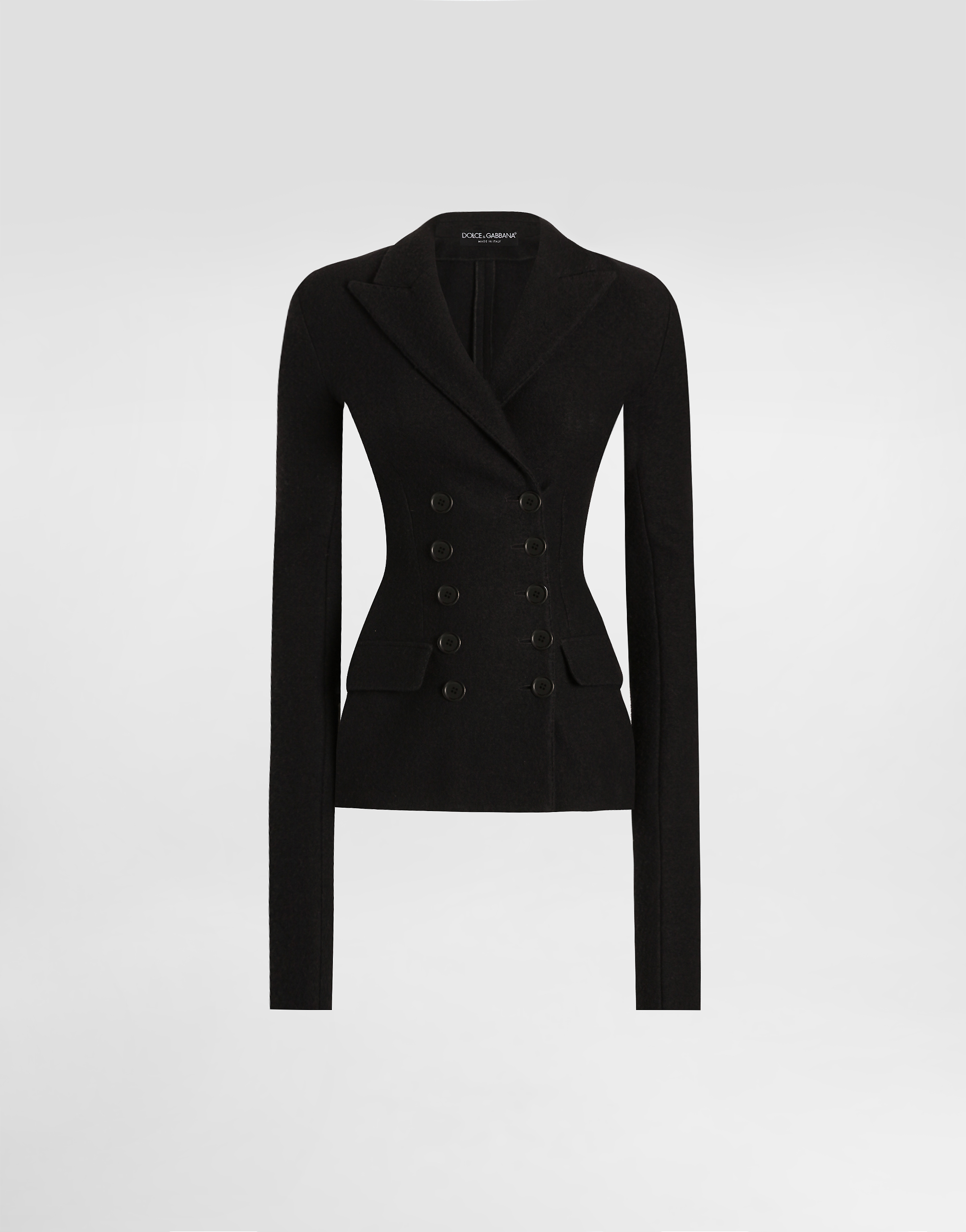 Dolce & Gabbana Double-breasted Jacket In Wool Cloth In Black