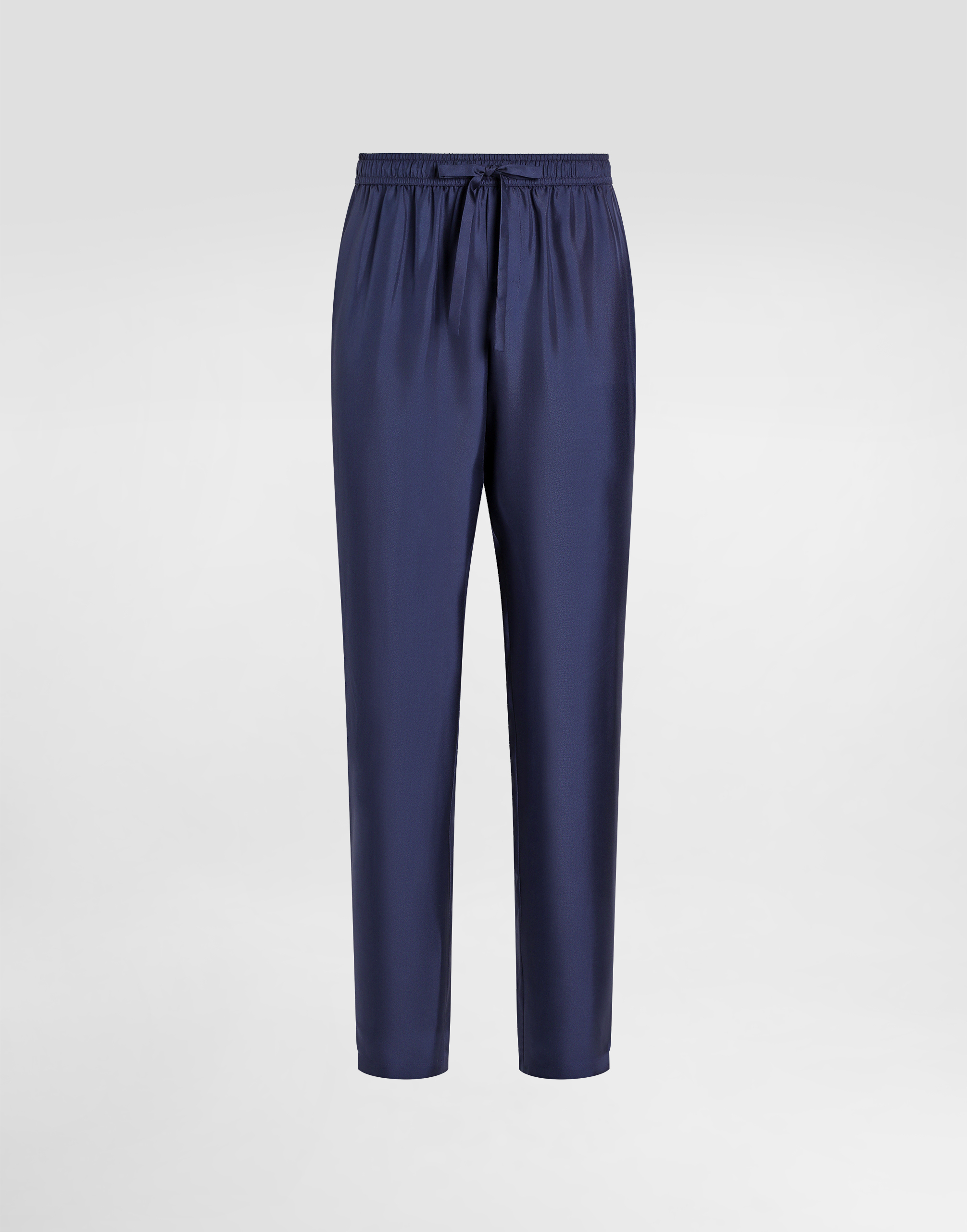 Dolce & Gabbana Pantalone Jogging In Seta Con Patch Ricamo Dg In Blue