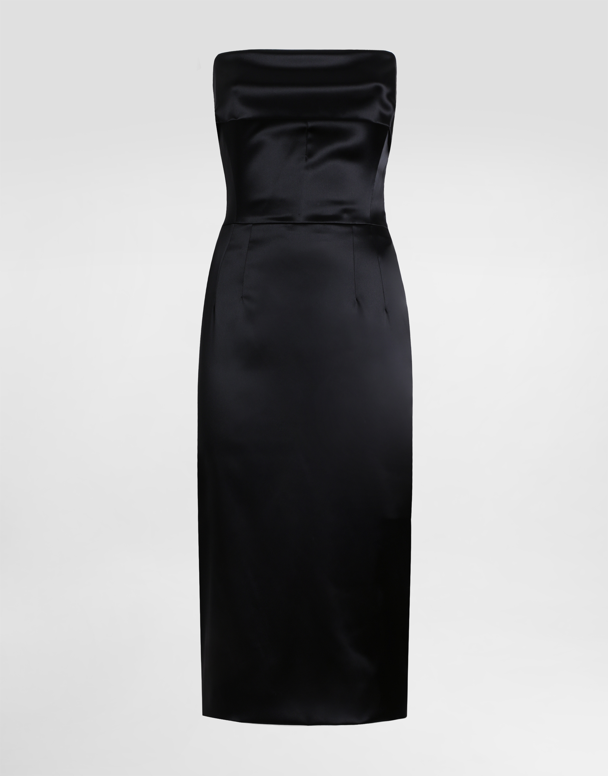 Dolce & Gabbana Satin Calf-length Corset Sheath Dress - Woman Dresses Black Satin