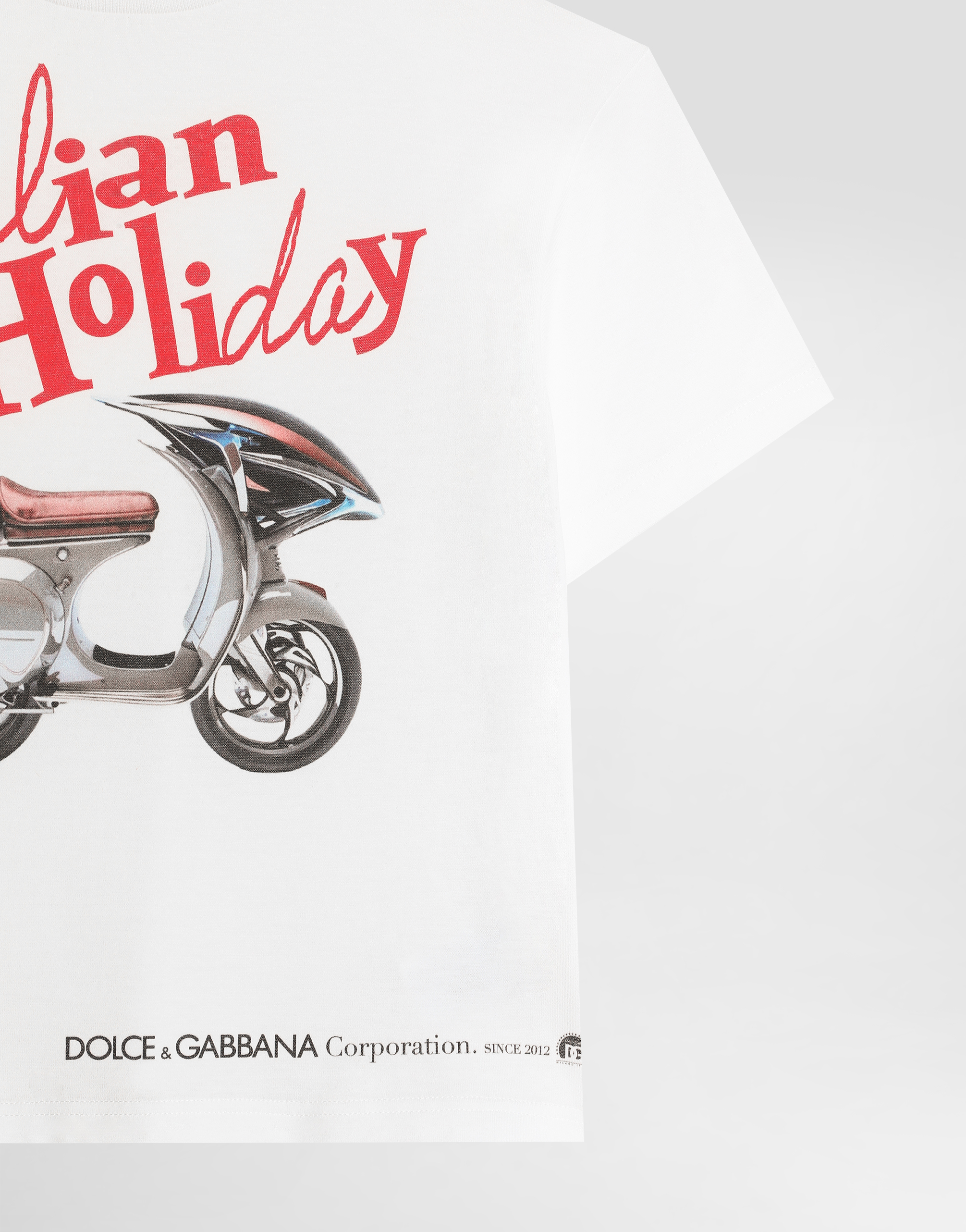Dolce & Gabbana Cotton T-shirt With Vespa Print In White