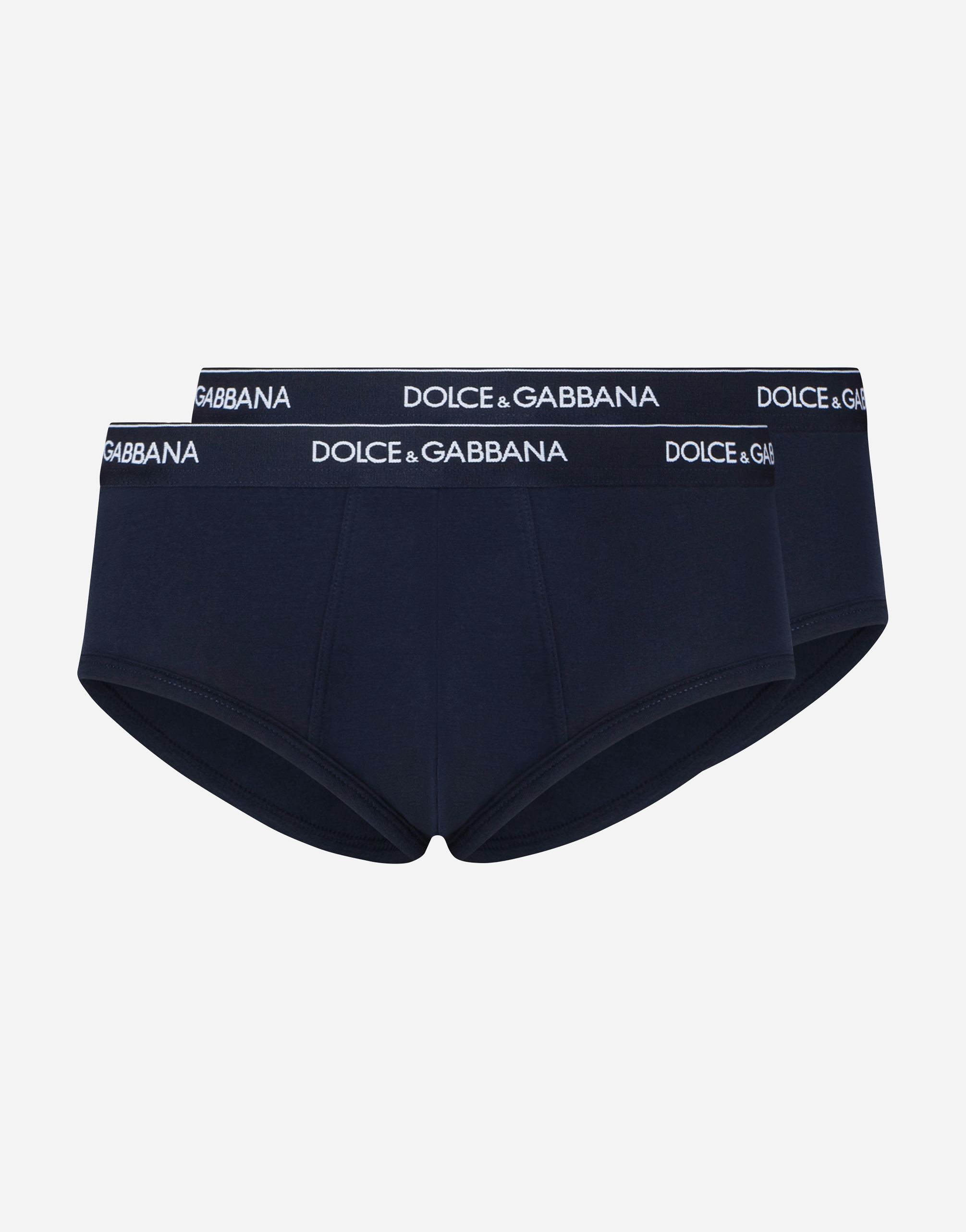 Dolce & Gabbana Stretch Cotton Brando Briefs Two-pack - Man Underwear And Loungewear Blue
