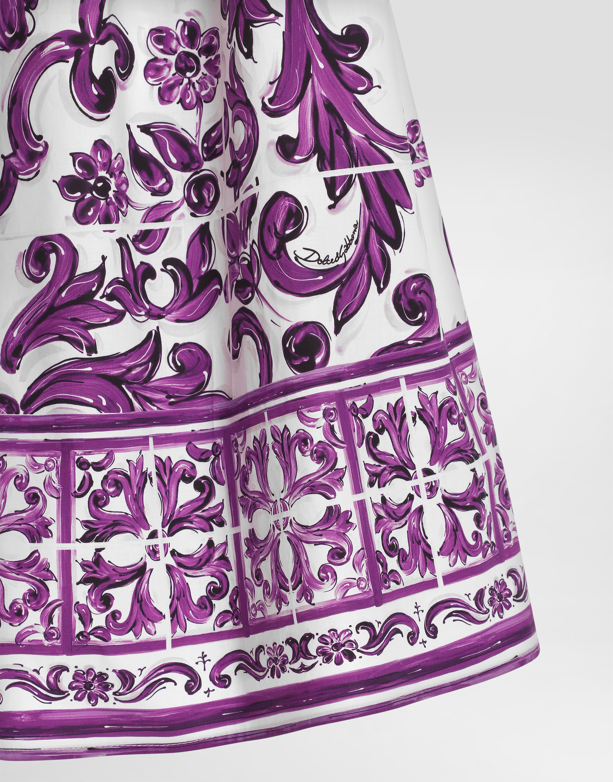 Dolce & Gabbana Majolica-print Short-sleeved Poplin Dress