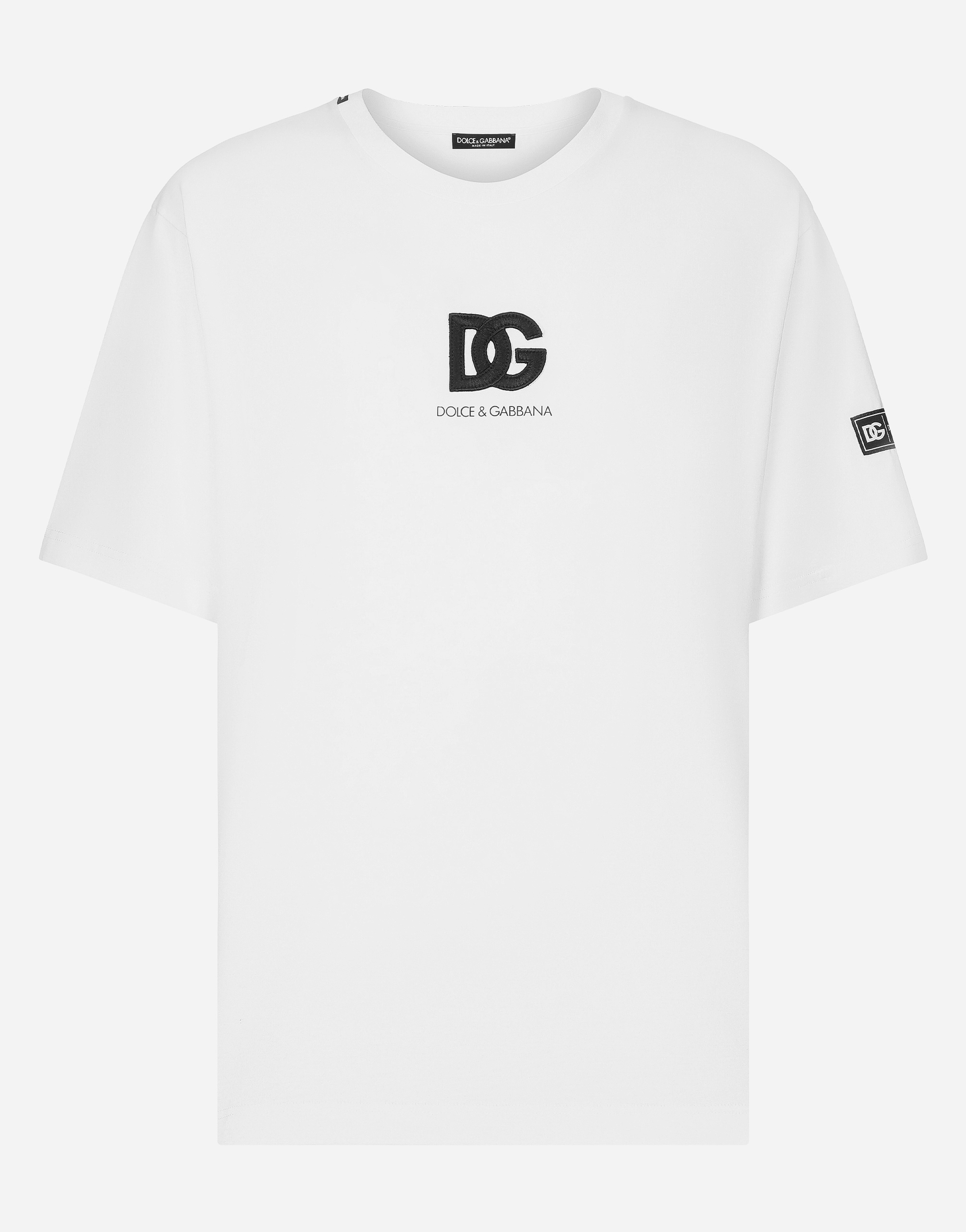Dolce & Gabbana Short-sleeved T-shirt With Dg Logo Patch In White