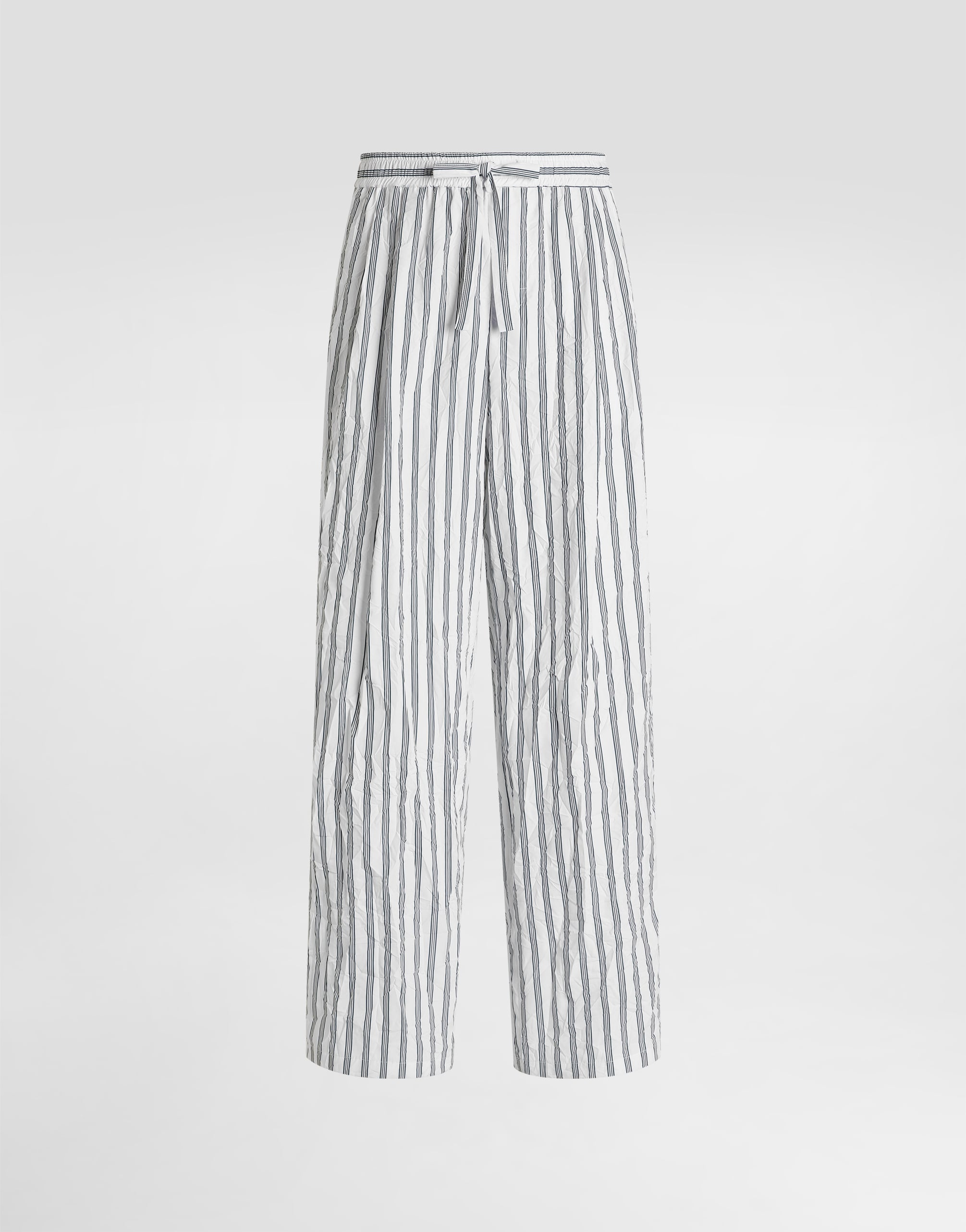 Crinkled striped poplin vanity trousers in Multicolor for Men