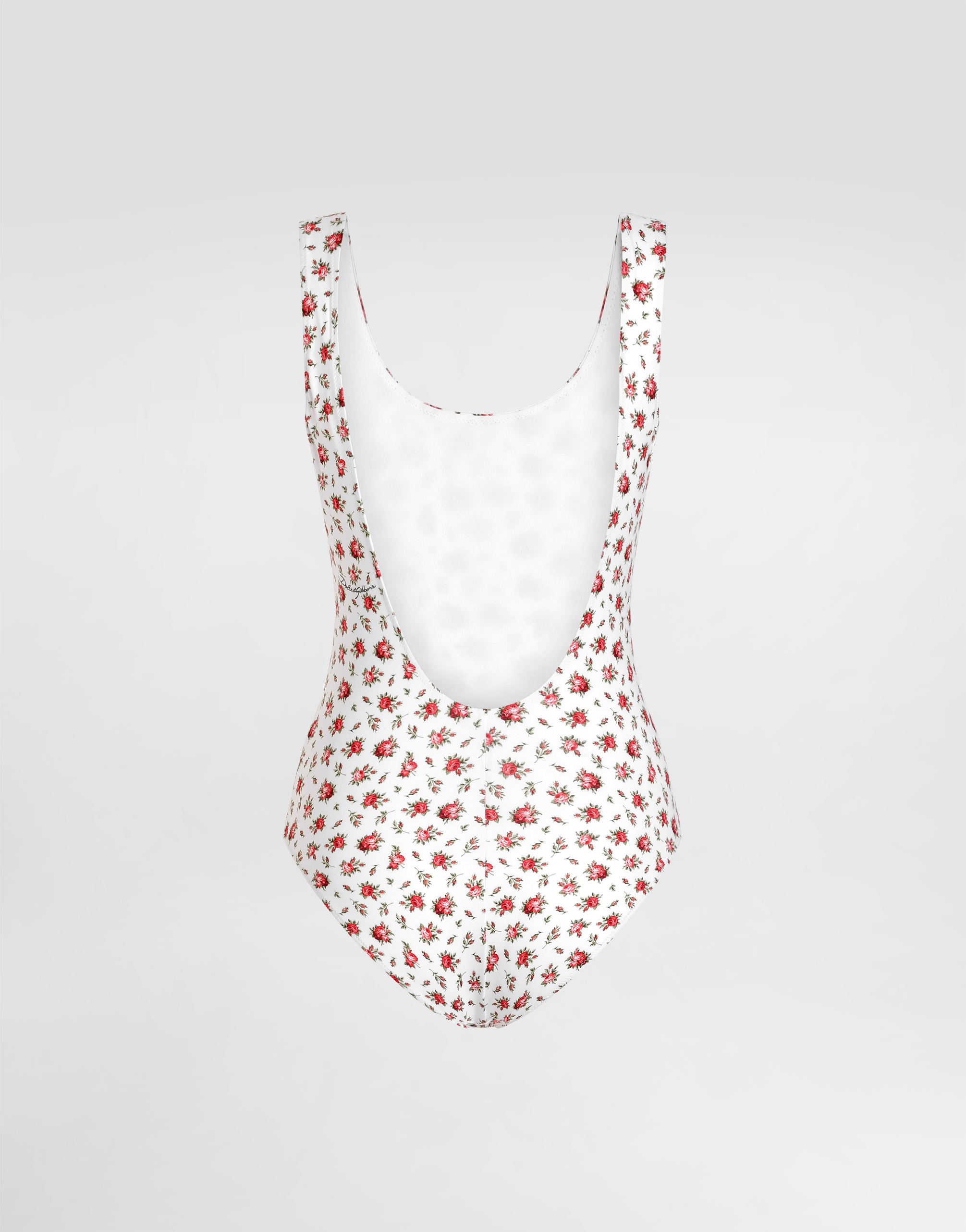 Dolce & Gabbana Women Rose Print One-piece Swimsuit In White