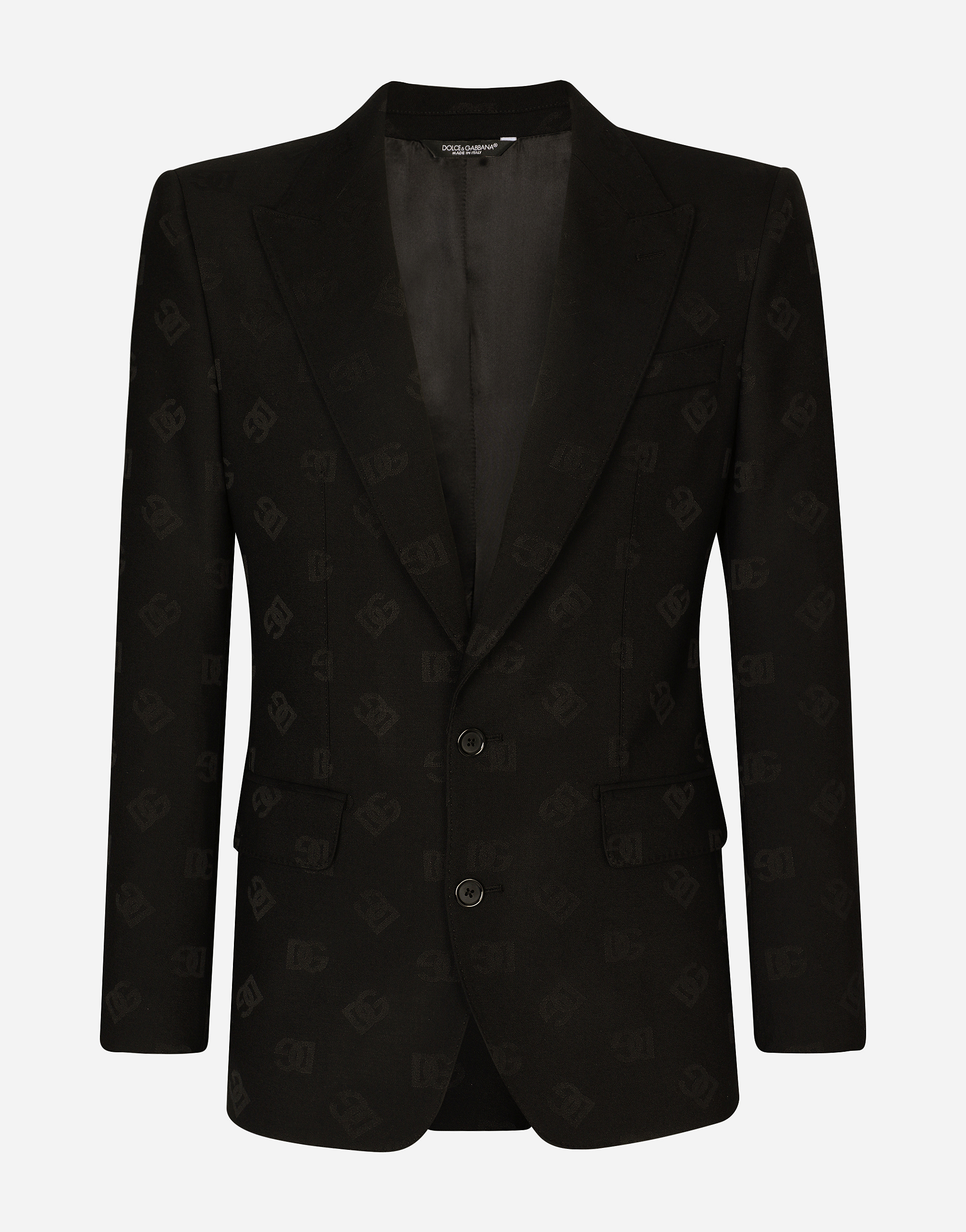 Dolce & Gabbana Single-breasted Jacquard Sicilia-fit Jacket With Dg Monogram Design In Black