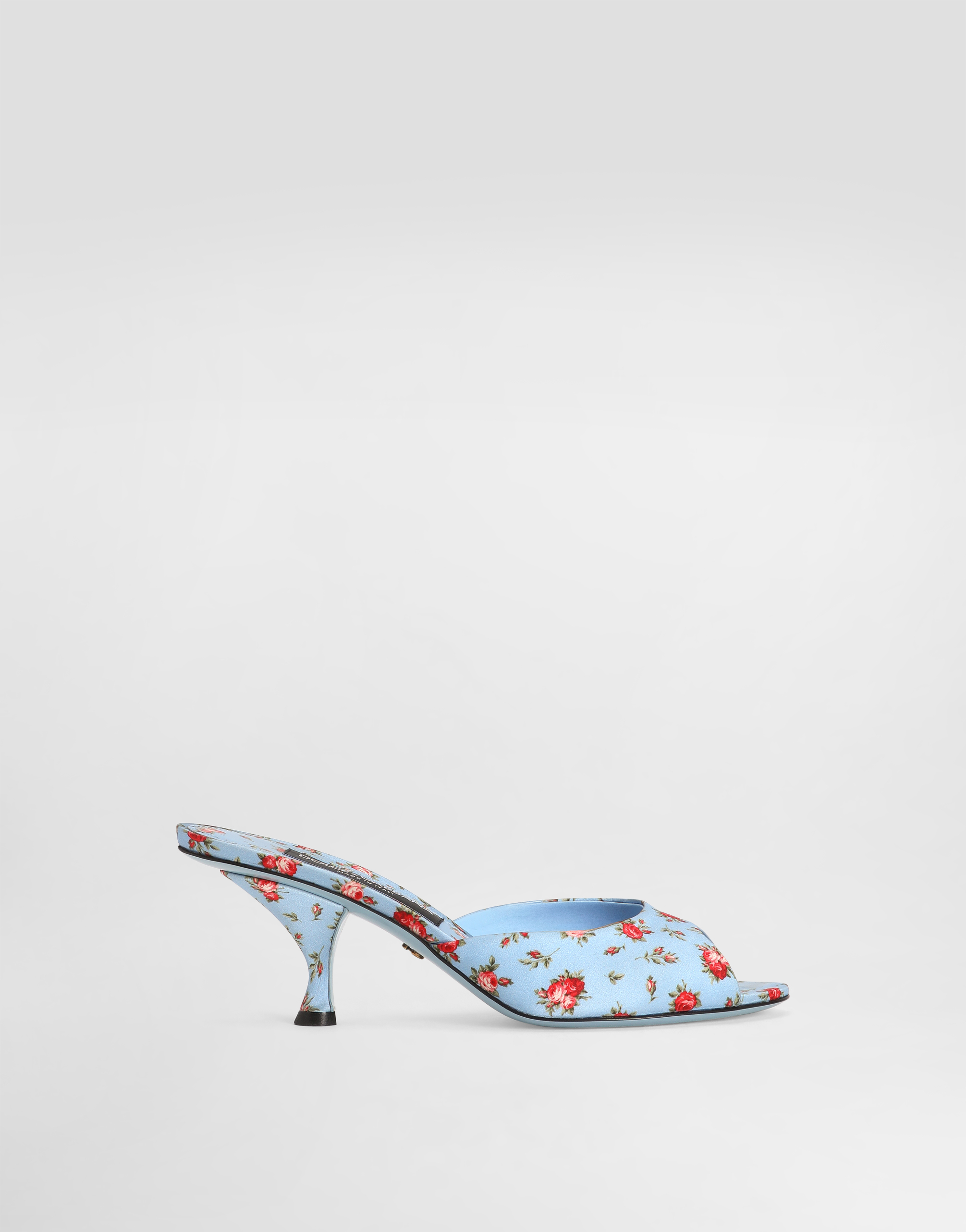 Dolce & Gabbana Dolce&gabbana Leather Floral Heeled Mules 60 In Blue