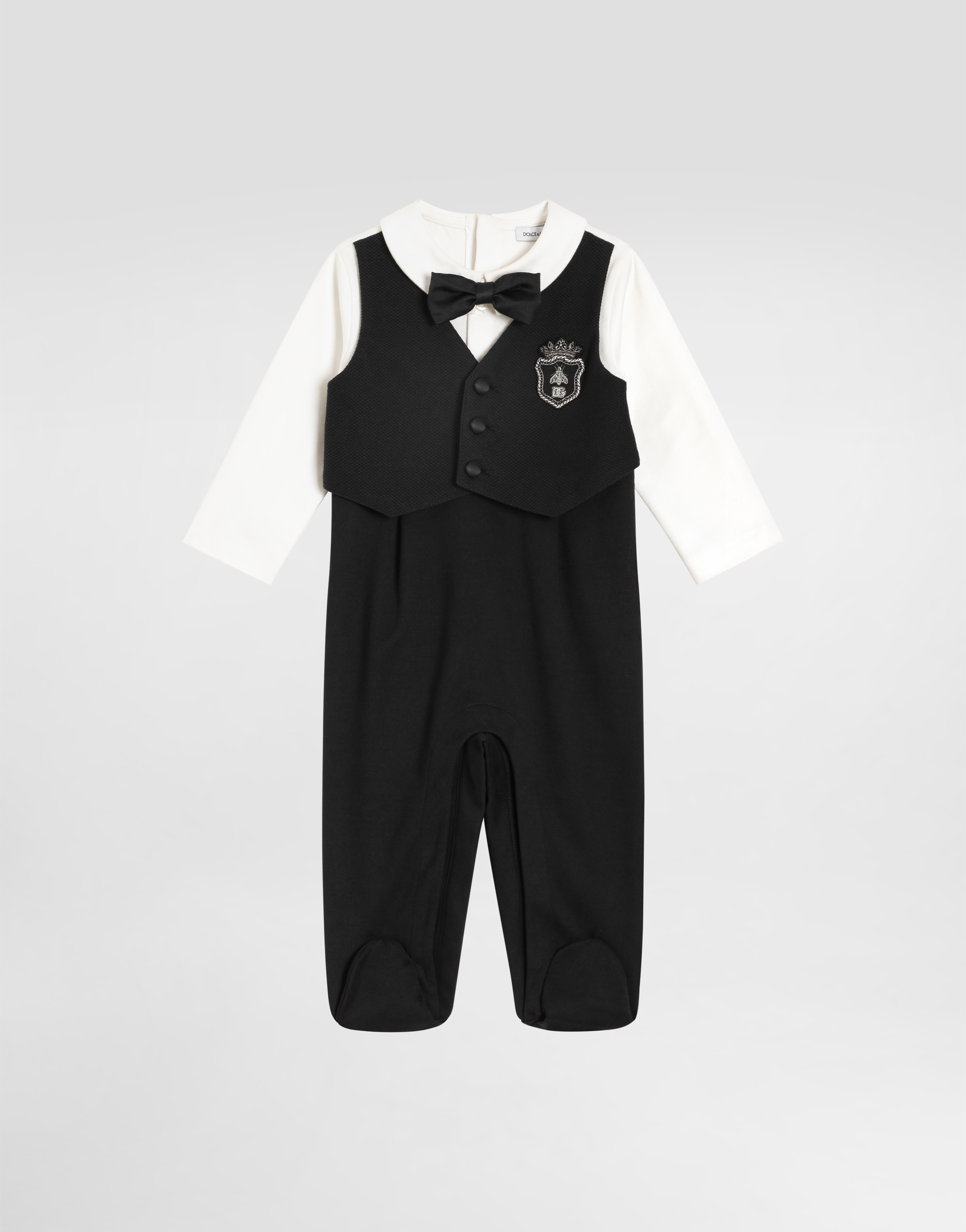 Multicolorのボーイズ Interlock and jersey romper with embroidery 