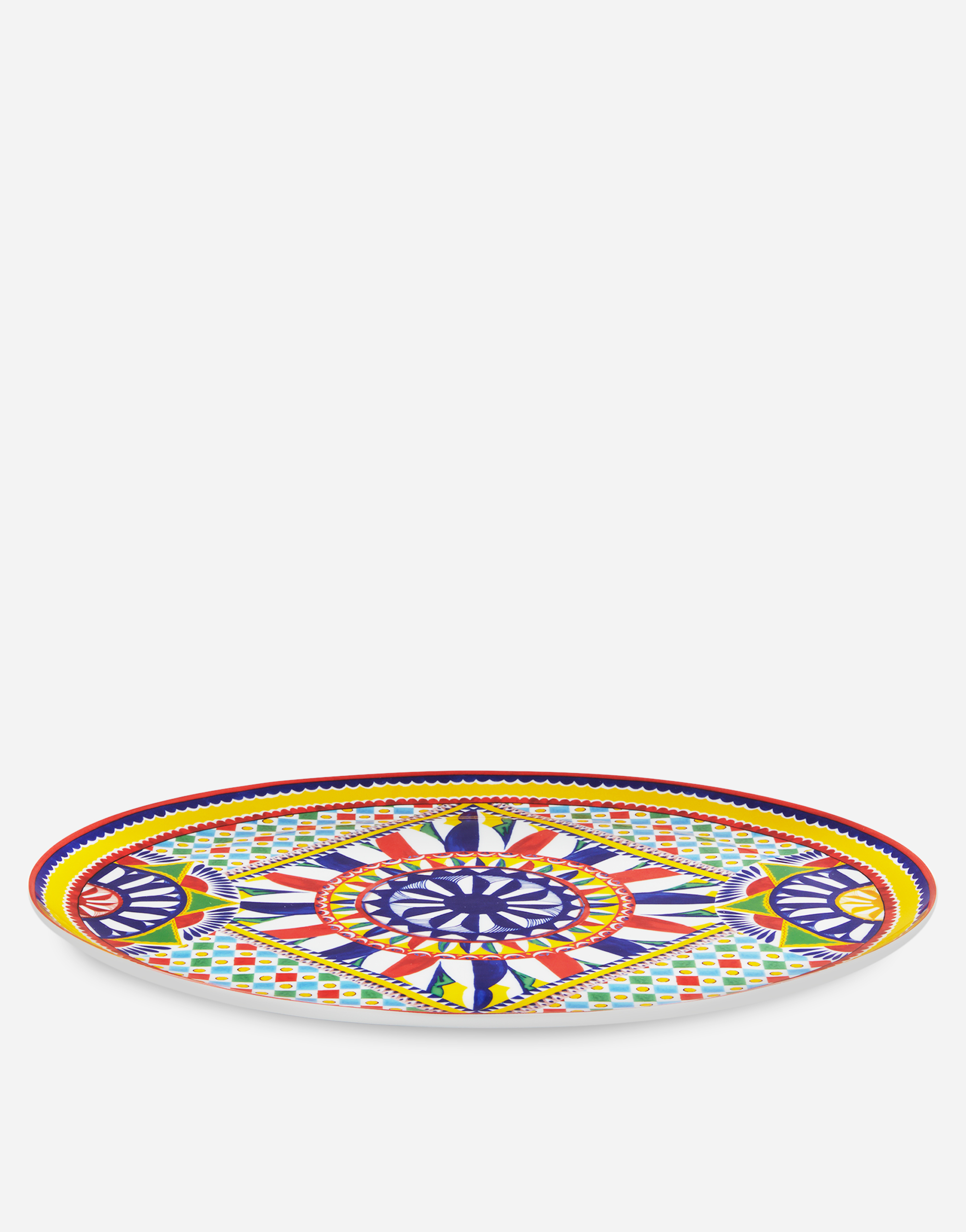 Dolce & Gabbana Geometric-print Porcelain Platter In Multicolor
