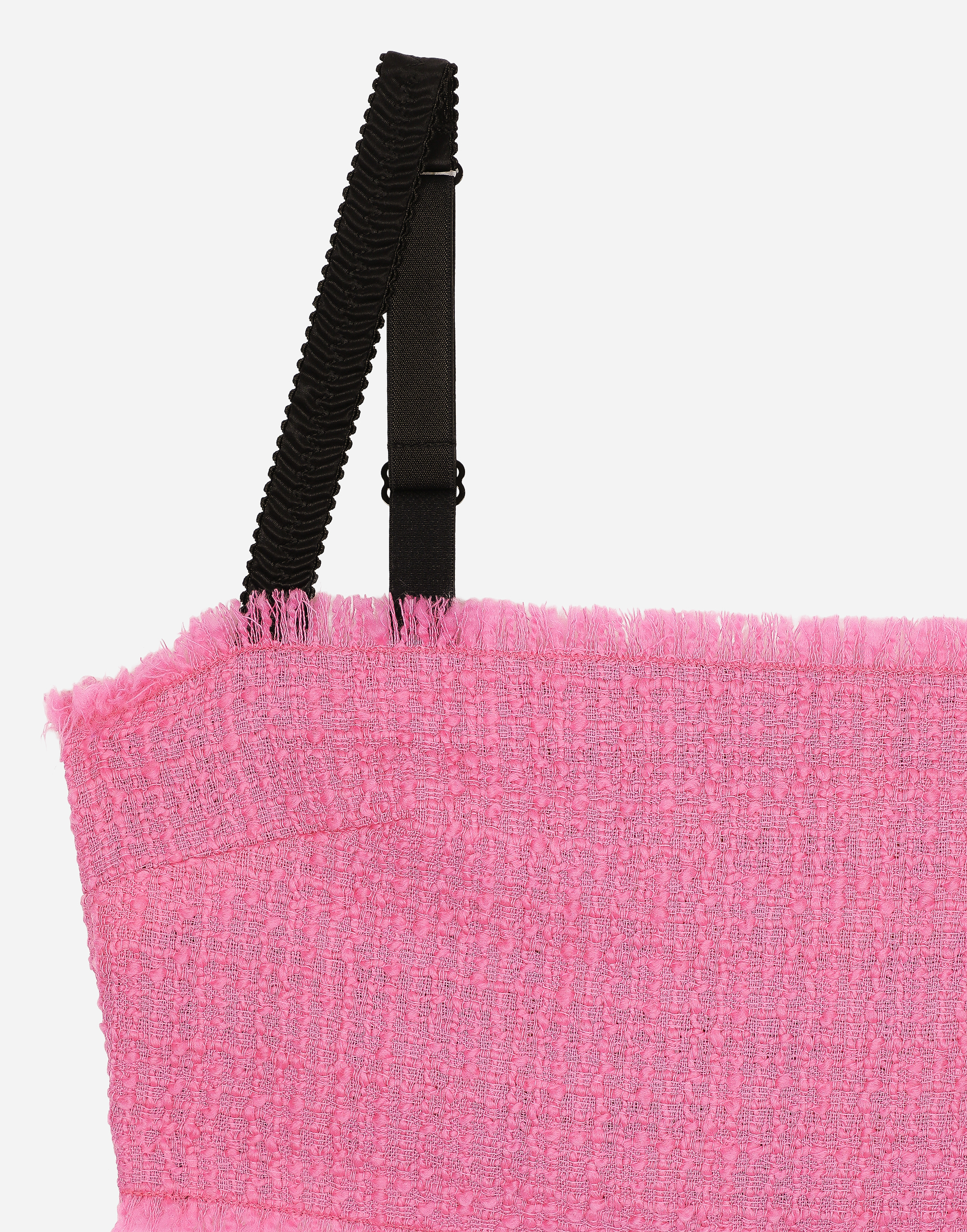 Dolce & Gabbana Raschel Tweed Crop Top With Straps In ピンク
