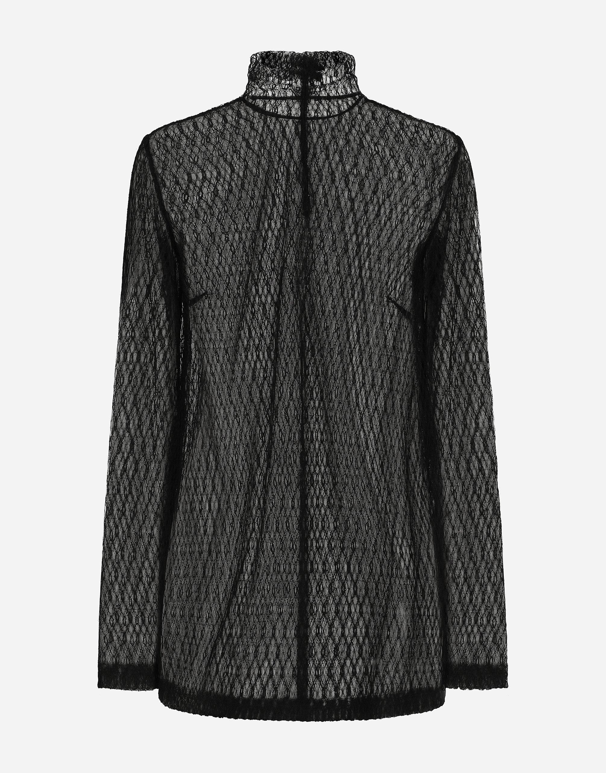 Dolce & Gabbana Turtleneck Long Sleeve Blouse In Black