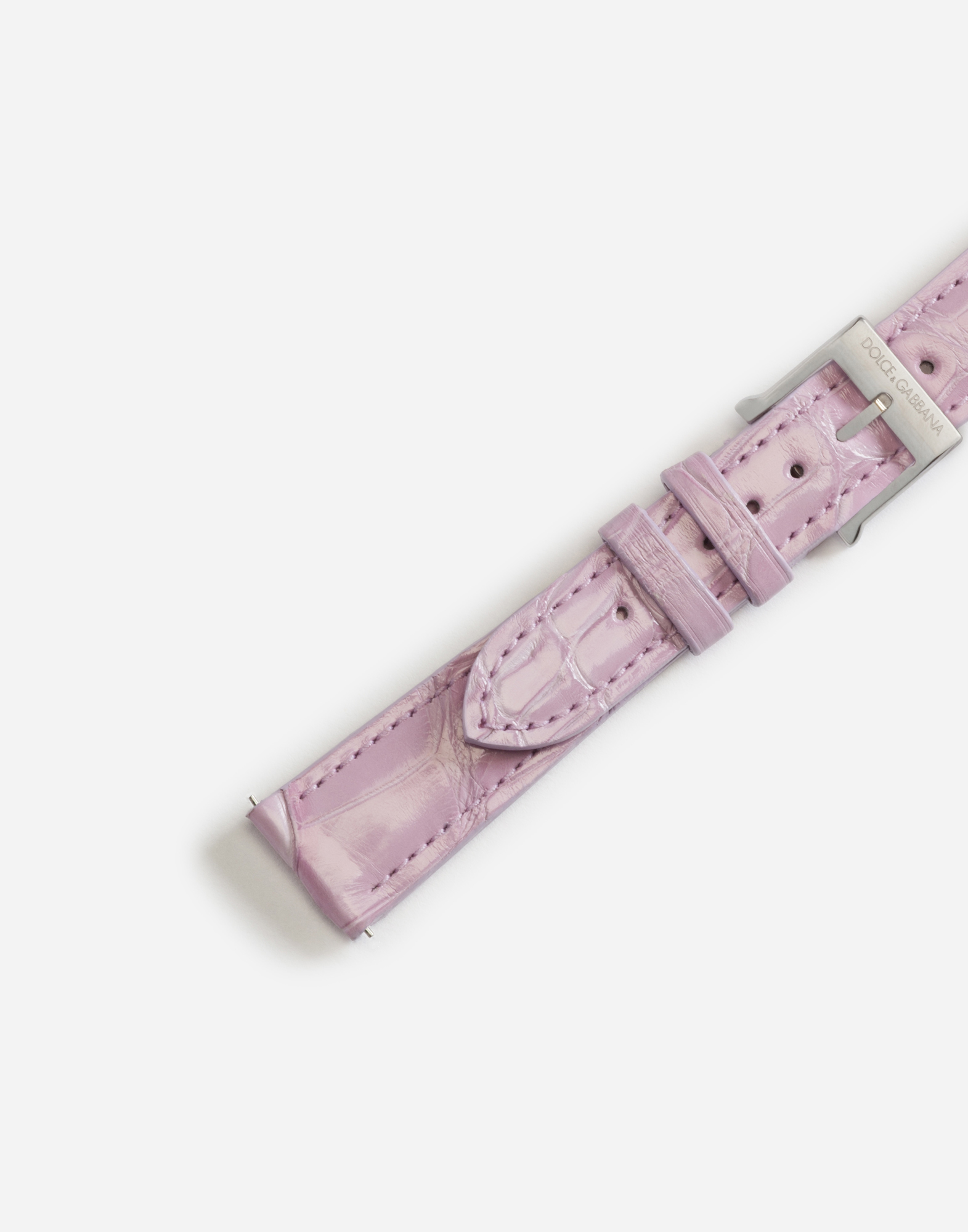 Shop Dolce & Gabbana Alligator Strap With Buckle And Hook In Steel In Mauve