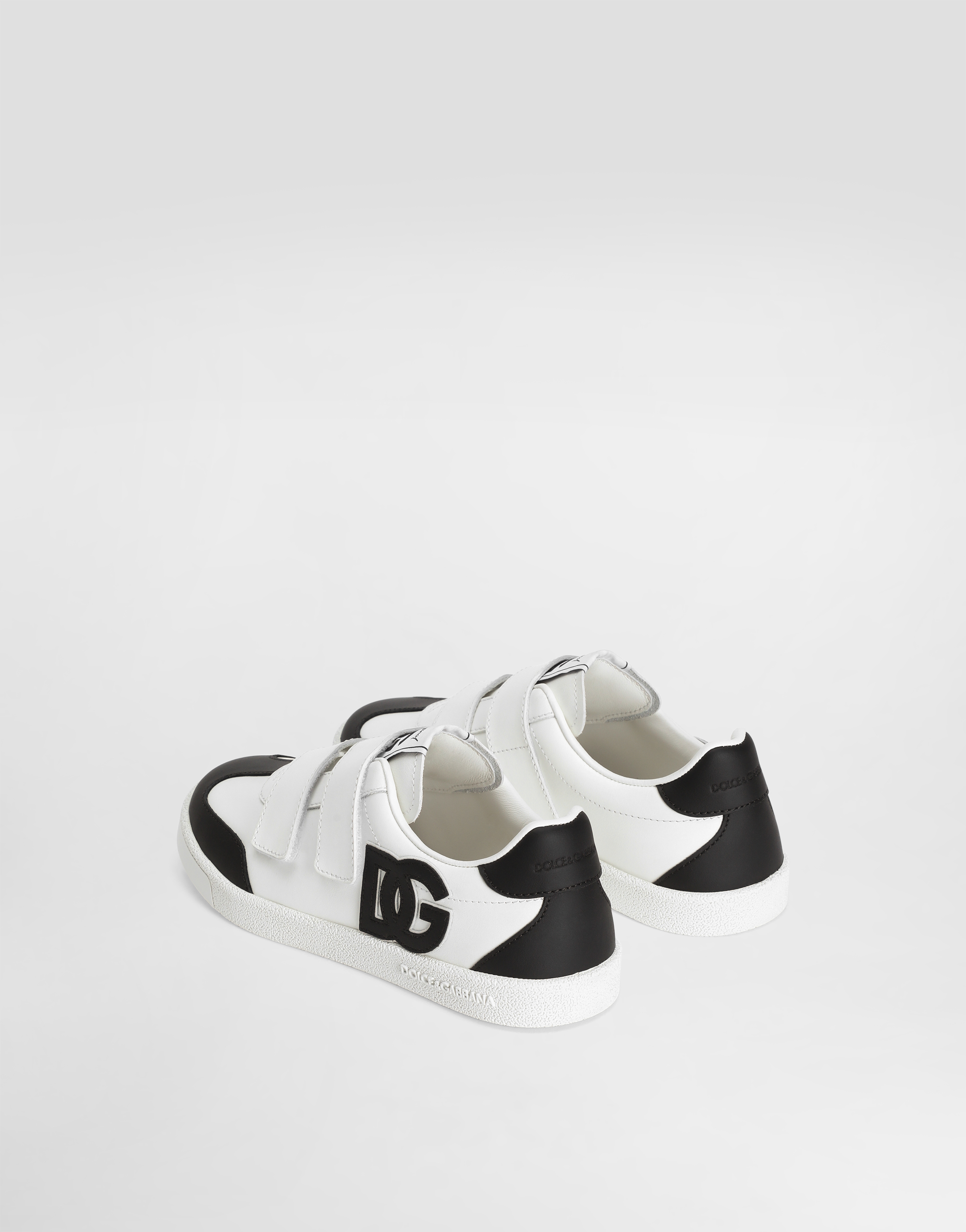 Dolce & Gabbana White/blk Kids' Original Leather Low-top Trainers Eur 36 /3.5 Uk In Multi