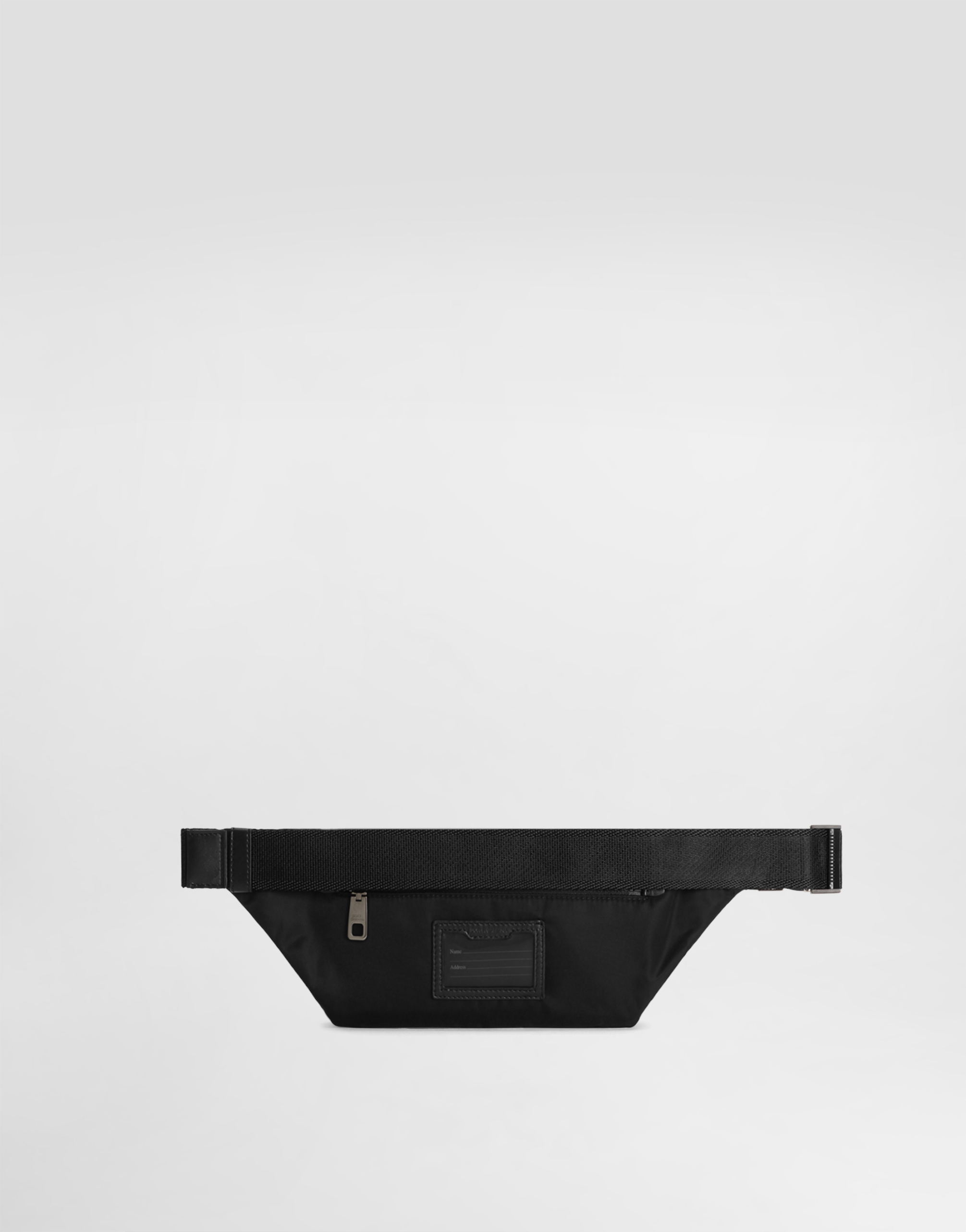 Dolce & Gabbana Small Nylon Belt Bag With Rubberized Logo In Black
