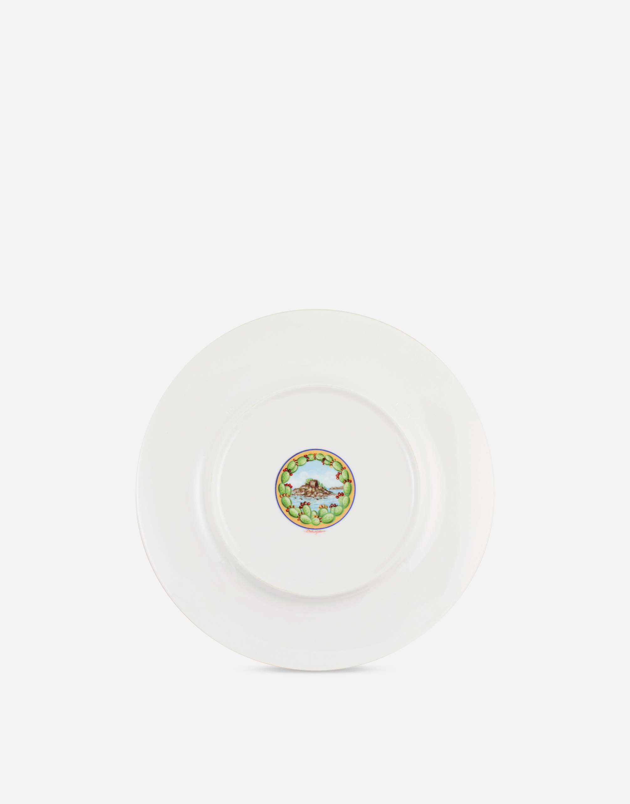 Dolce & Gabbana Set 2 Dessert Plates In Fine Porcelain In Multicolor
