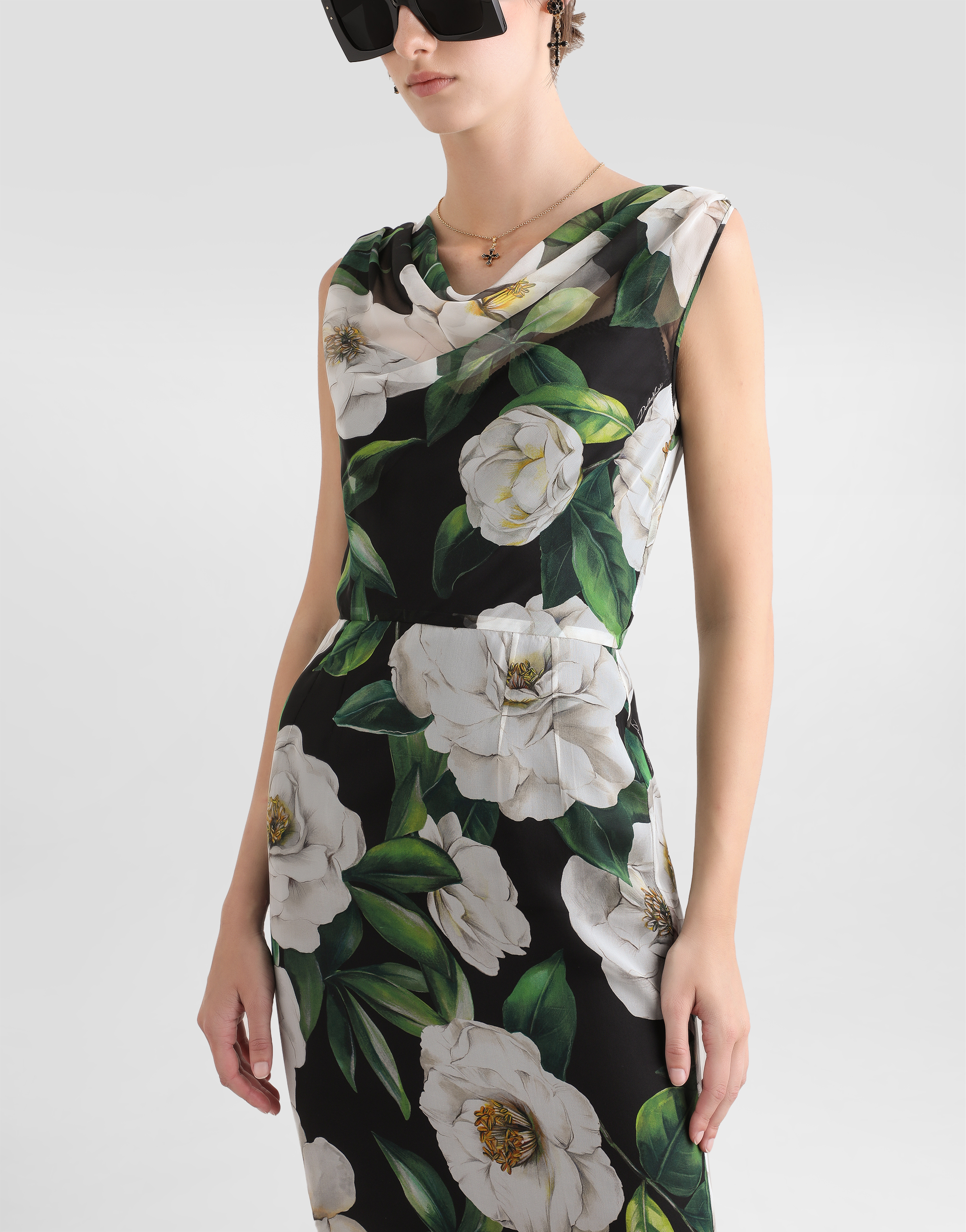 Dolce & Gabbana Silk Dress With Floral Print Dresses Multicolor In Print