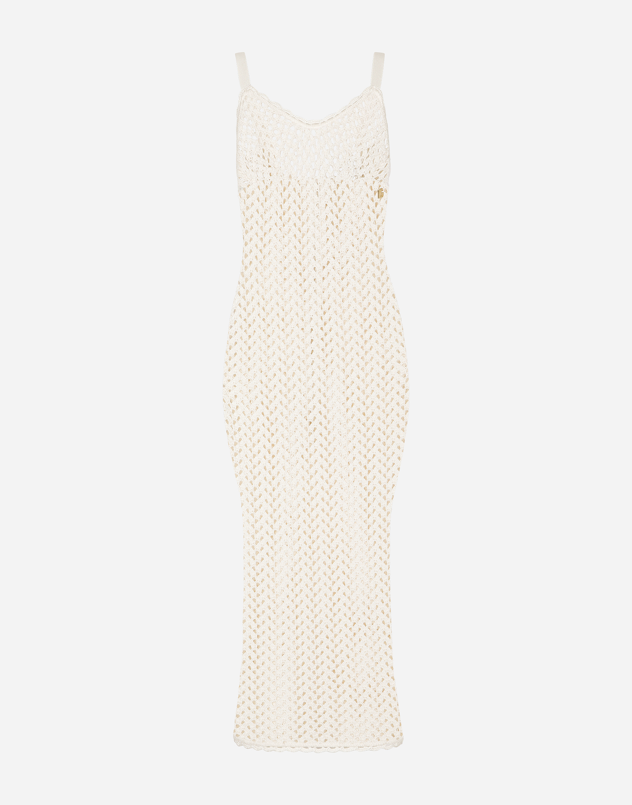 Shop Dolce & Gabbana Crochet Slip Dress In White