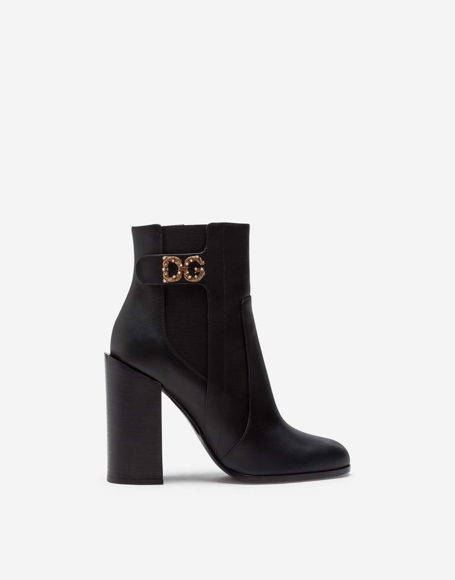 CALFSKIN NAPPA ANKLE BOOTS WITH DG LOGO