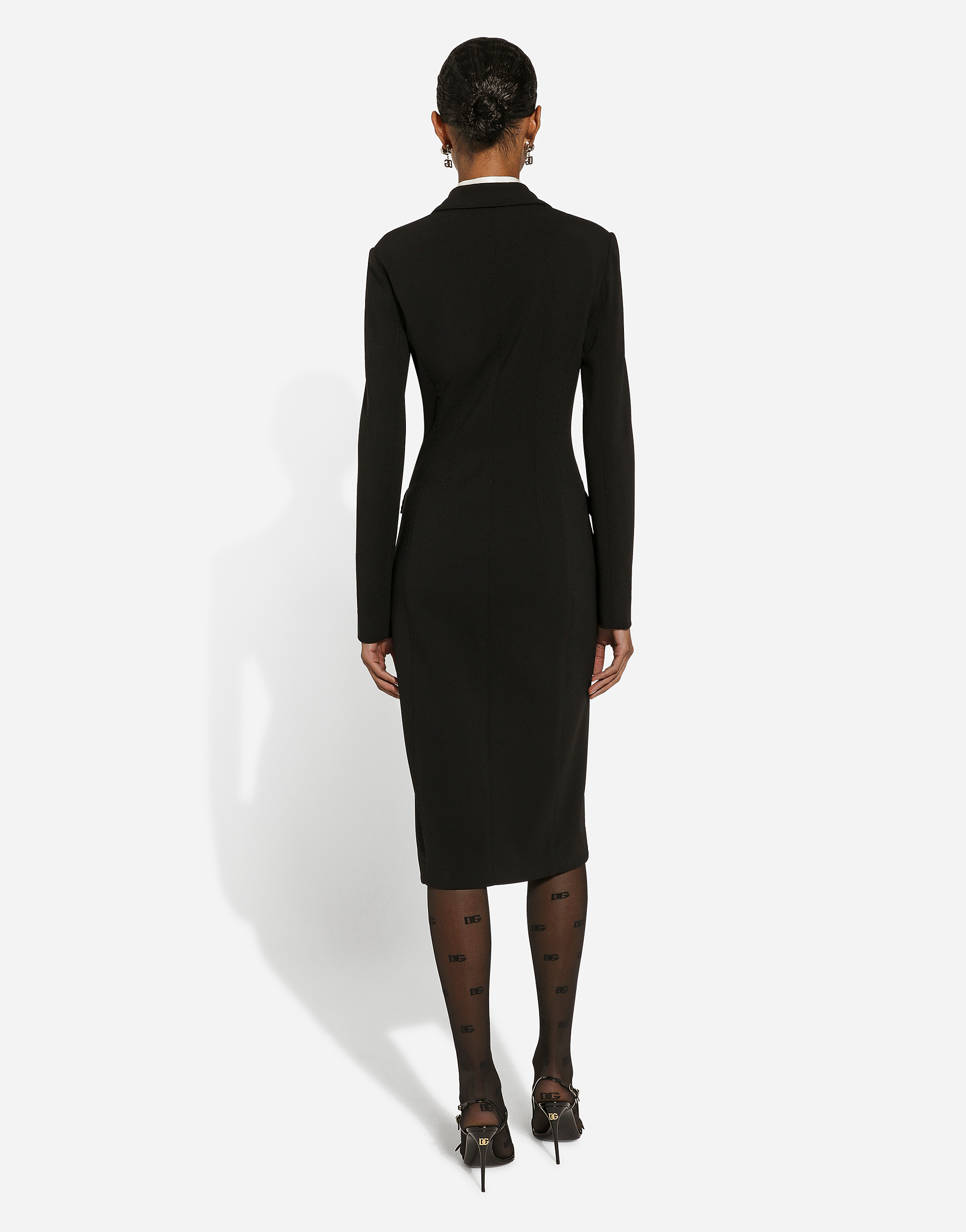 Dolce & Gabbana Logo-button Single-breasted Coat In Black
