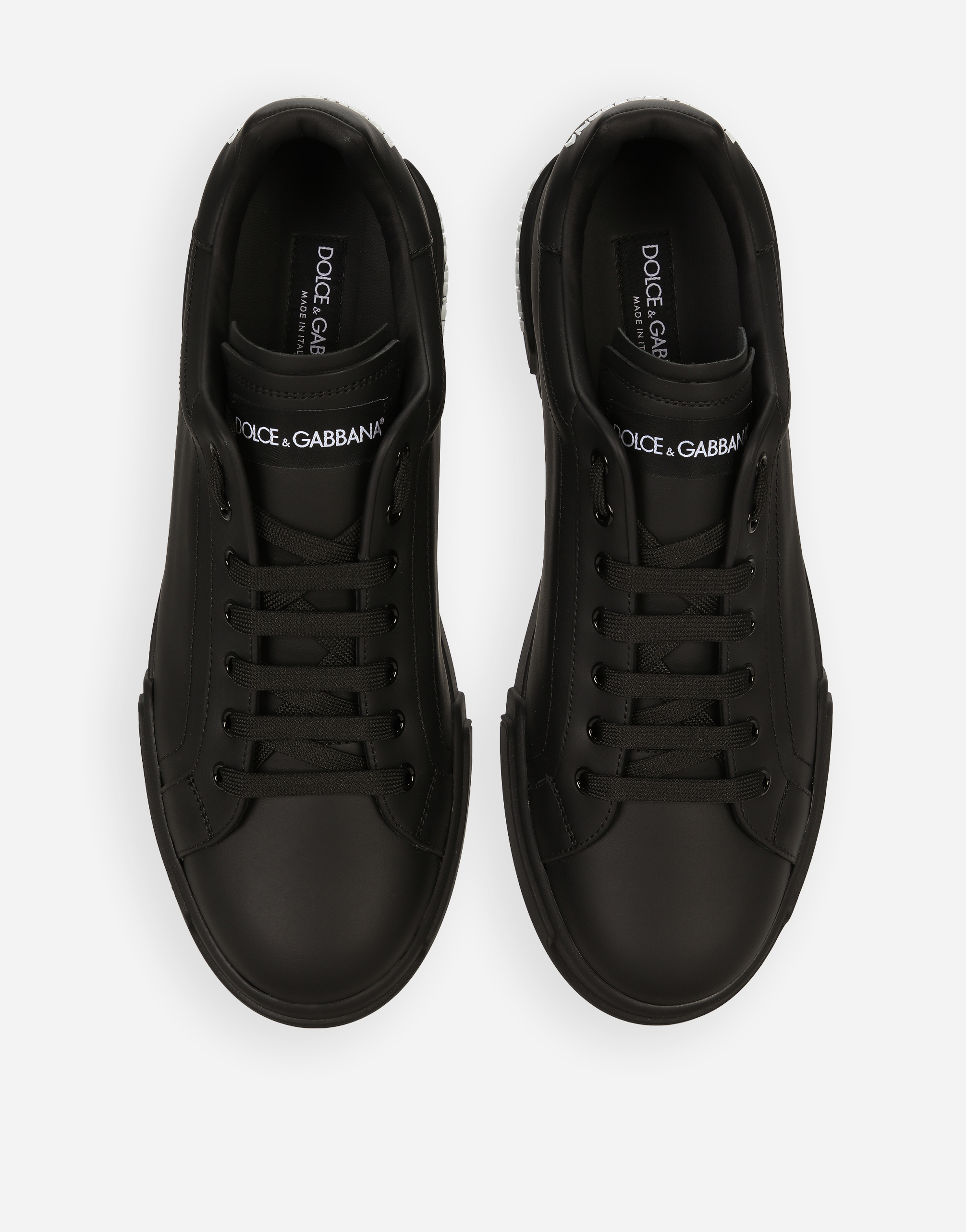 Shop Dolce & Gabbana Calfskin Nappa Portofino Sneakers In Black