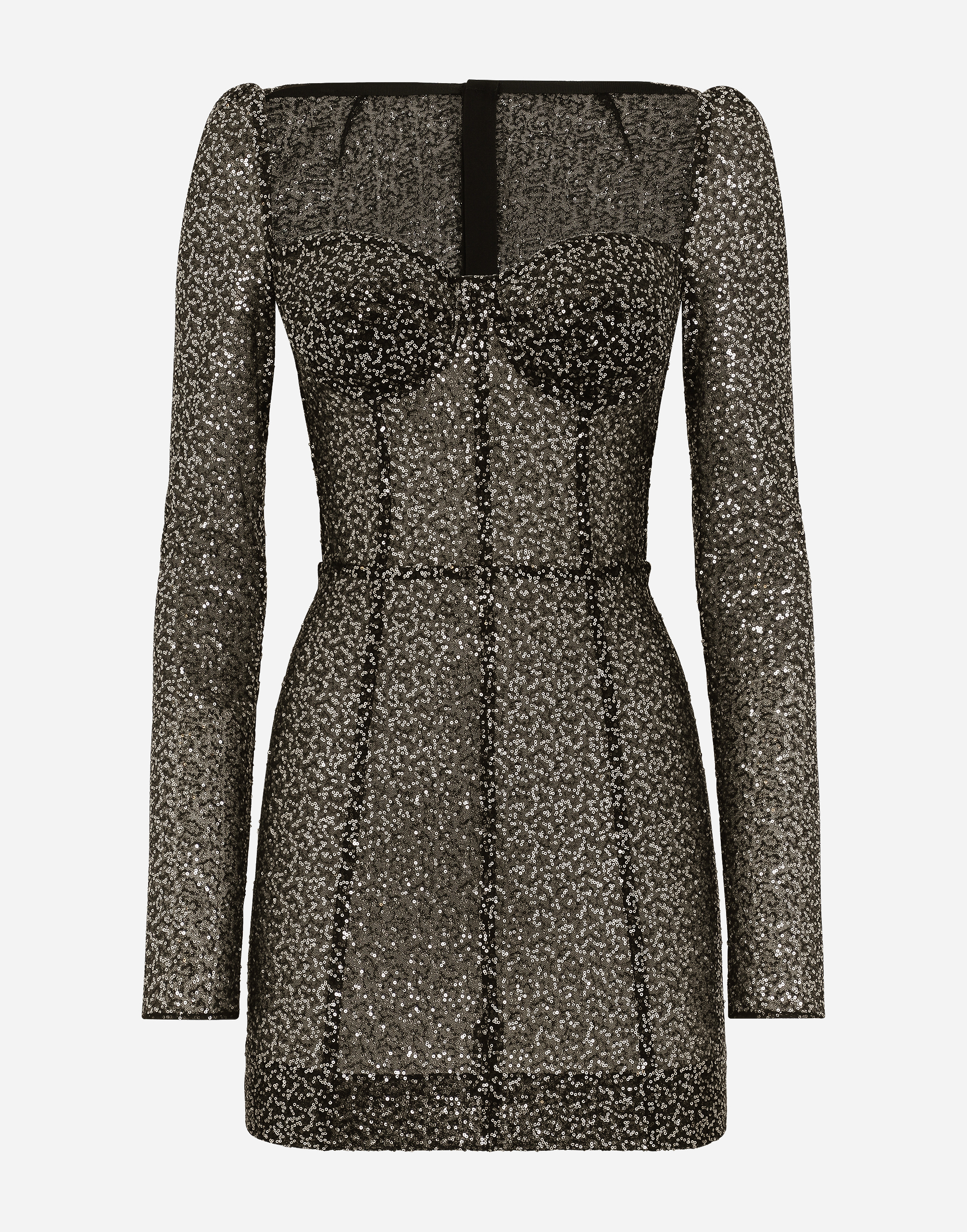 Dolce & Gabbana Short Long-sleeved Sequined Corset Dress - Woman Dresses Multi-colored
