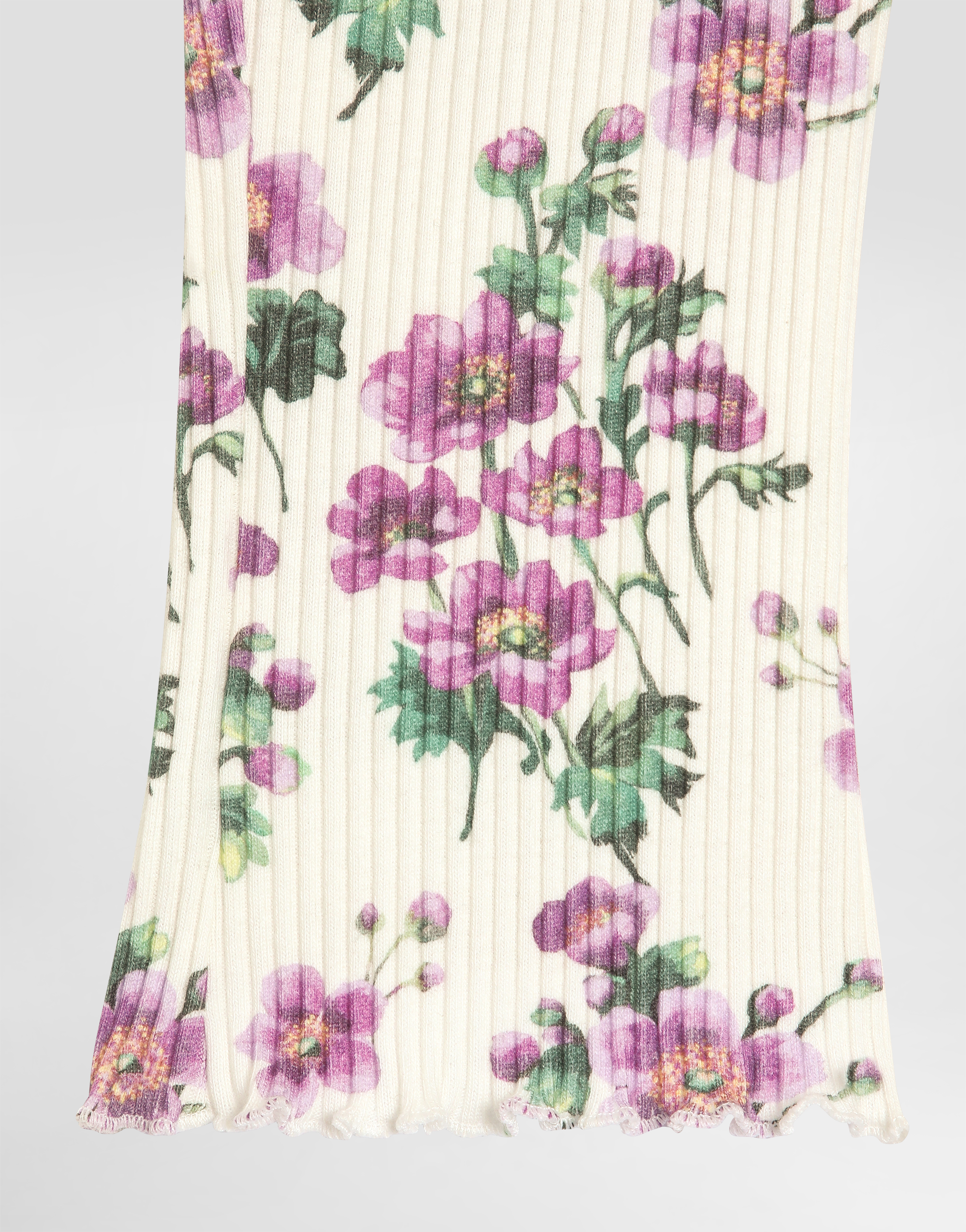 Violets-print ribbed trousers