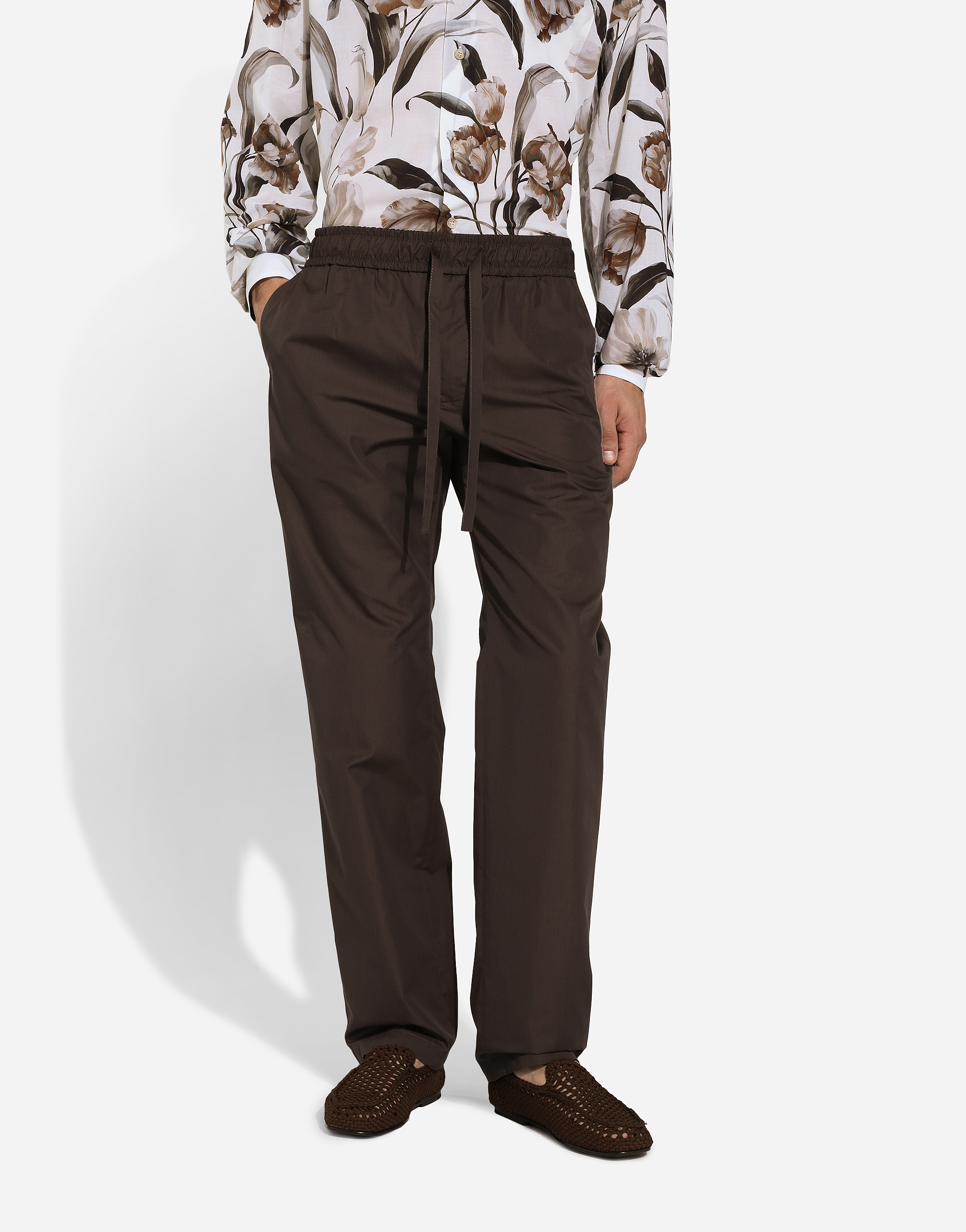 Dolce & Gabbana Poplin Jogging Pants In Brown