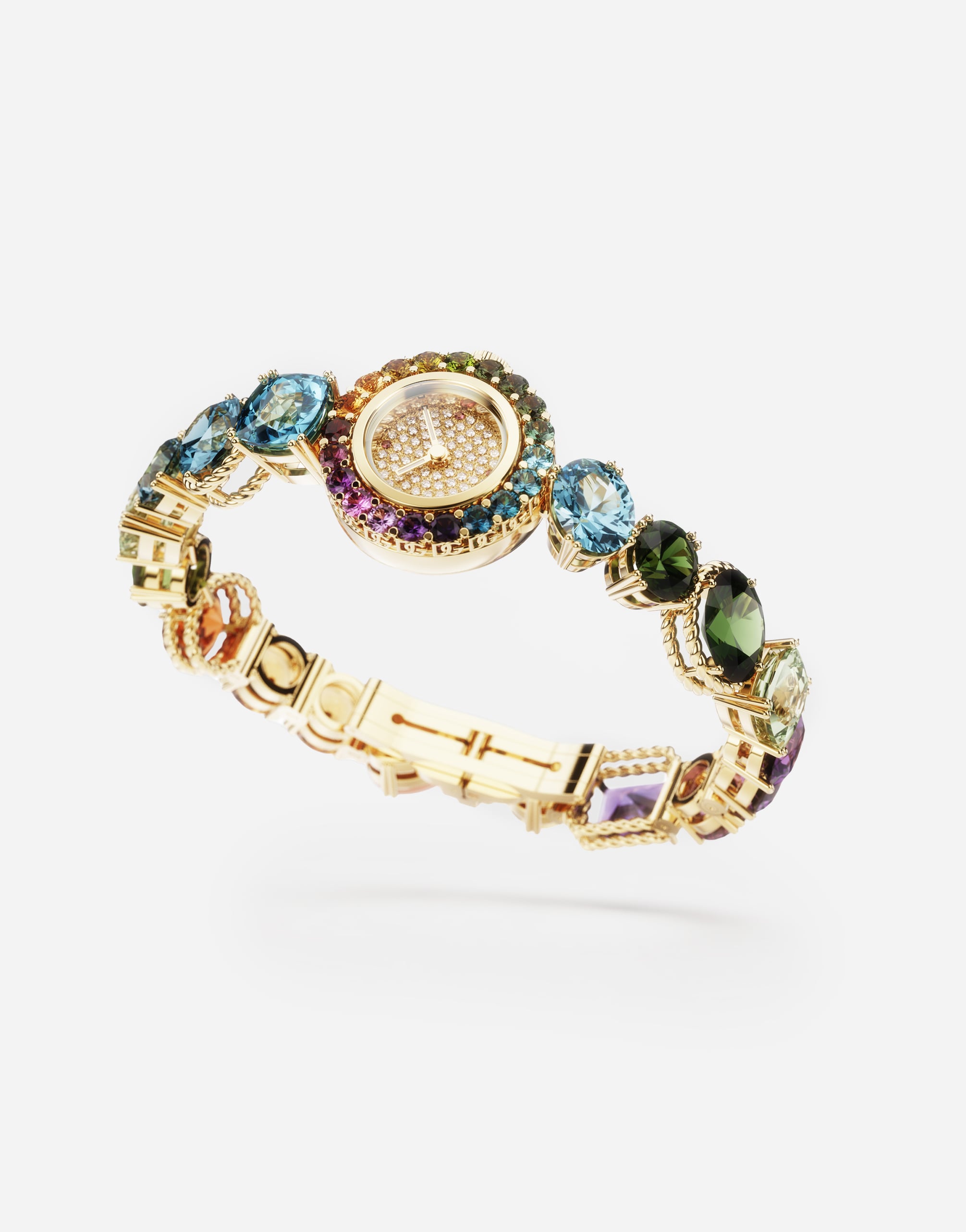  Dolce & Gabbana Dolce & Gabbana Rainbow Watch In 18kt Yellow Gold With Multicolor Fine Gems And Diamonds - Woman Watches Gold Gold Onesize 