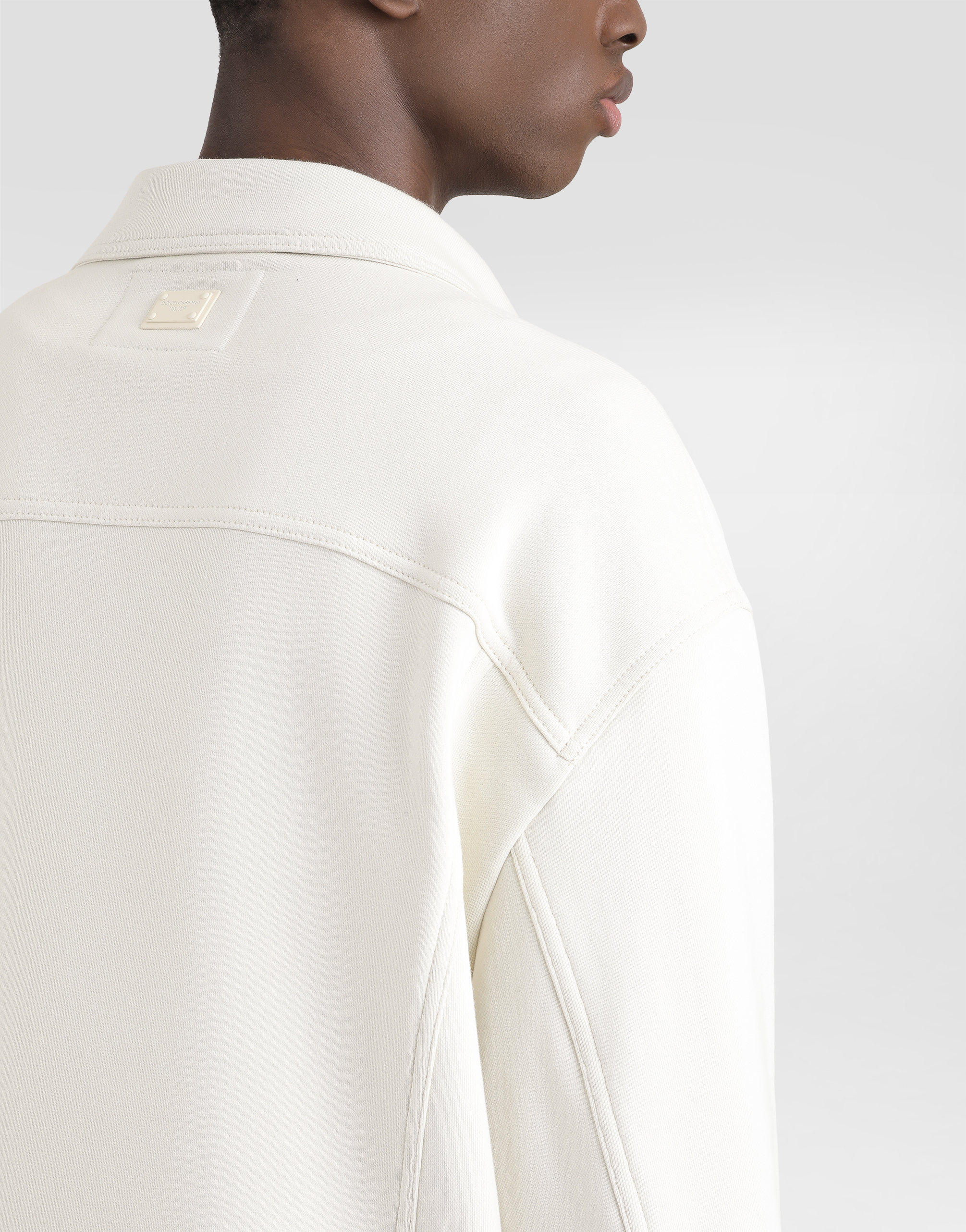Dolce & Gabbana Cotton Fleece Jacket In Beige