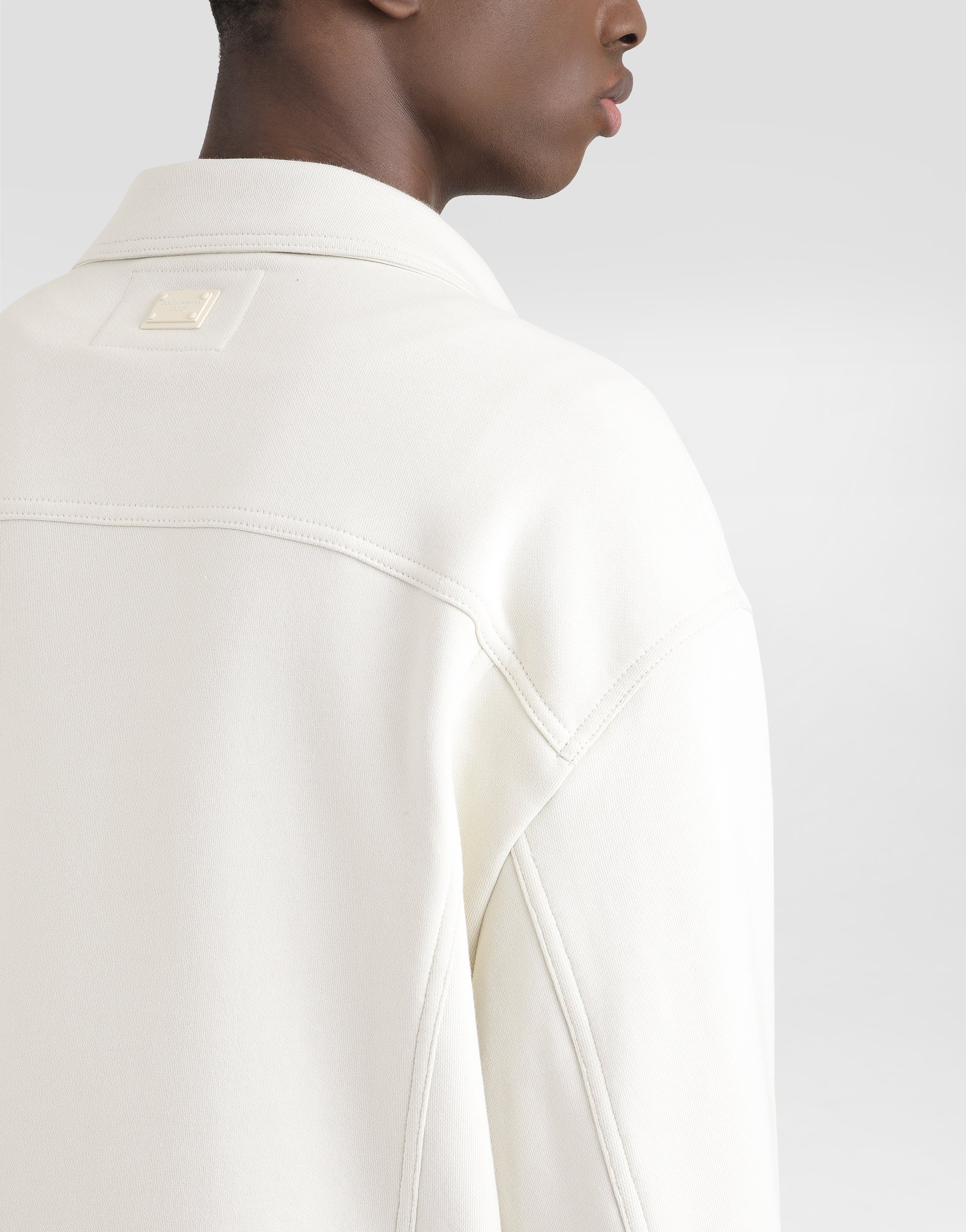 Dolce & Gabbana Cotton Fleece Jacket In Beige