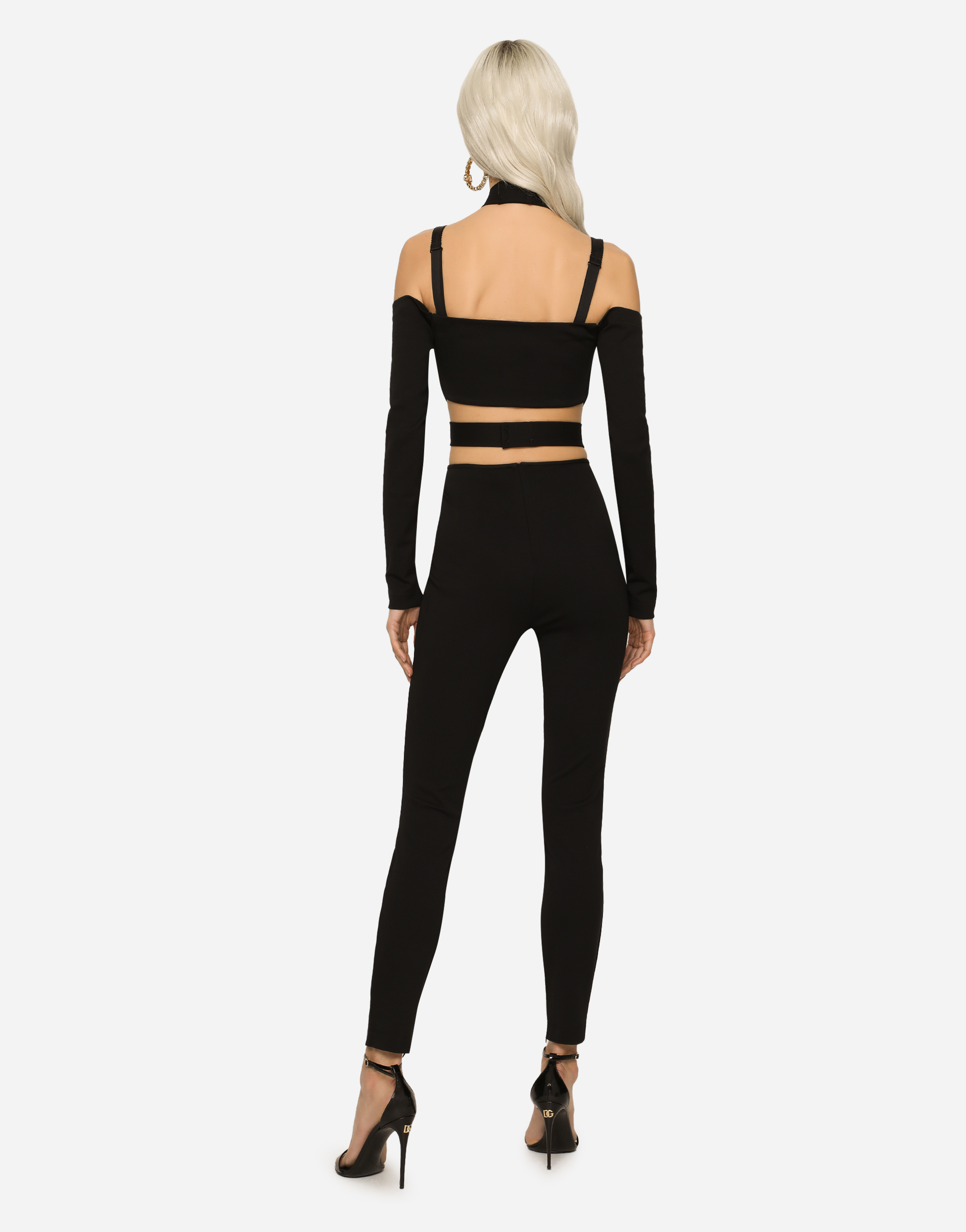 Dolce & Gabbana Viscose Pants With Strap Detail In Black