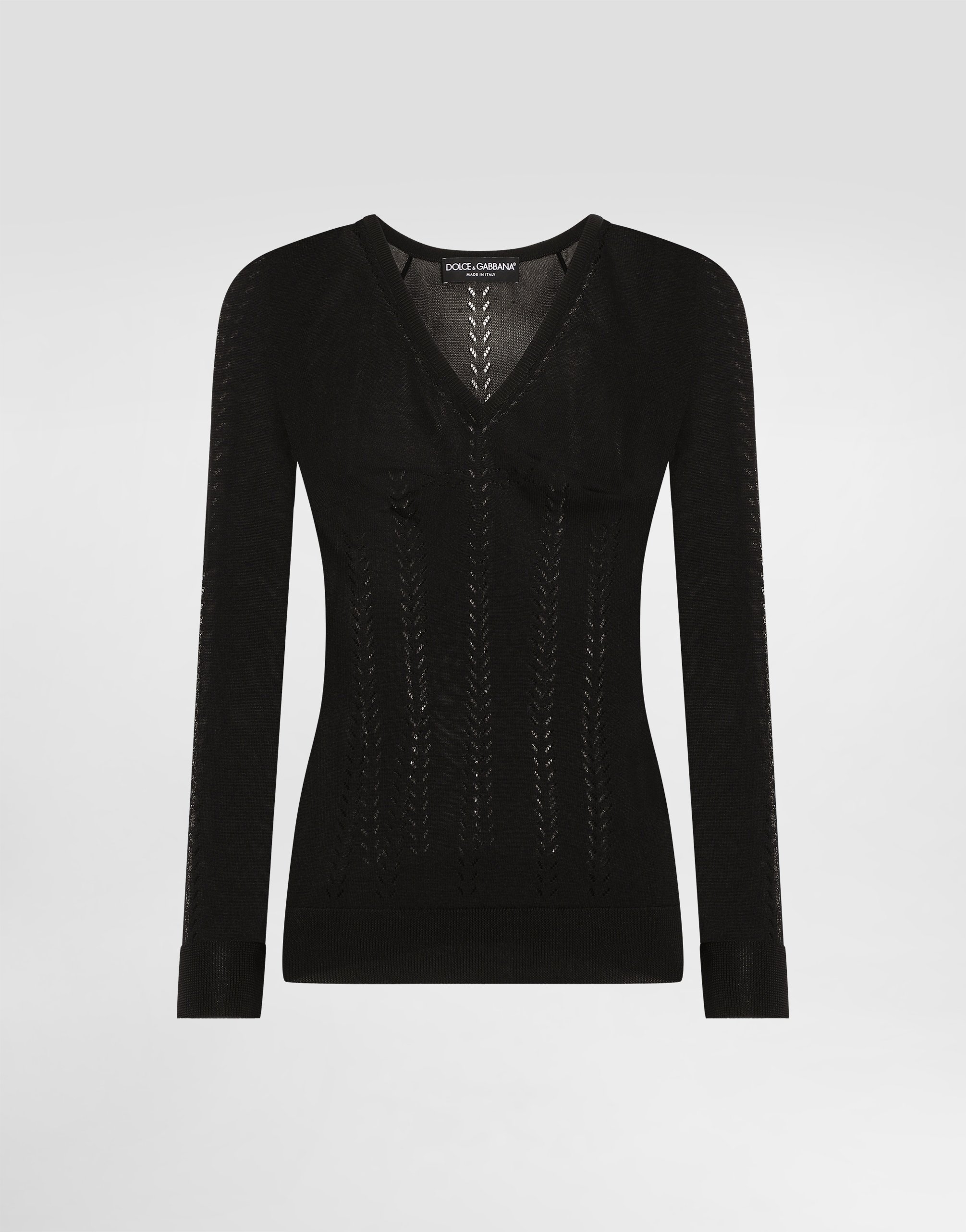 Dolce & Gabbana Silk V-neck Sweater - Woman Sweaters And Cardigans Black