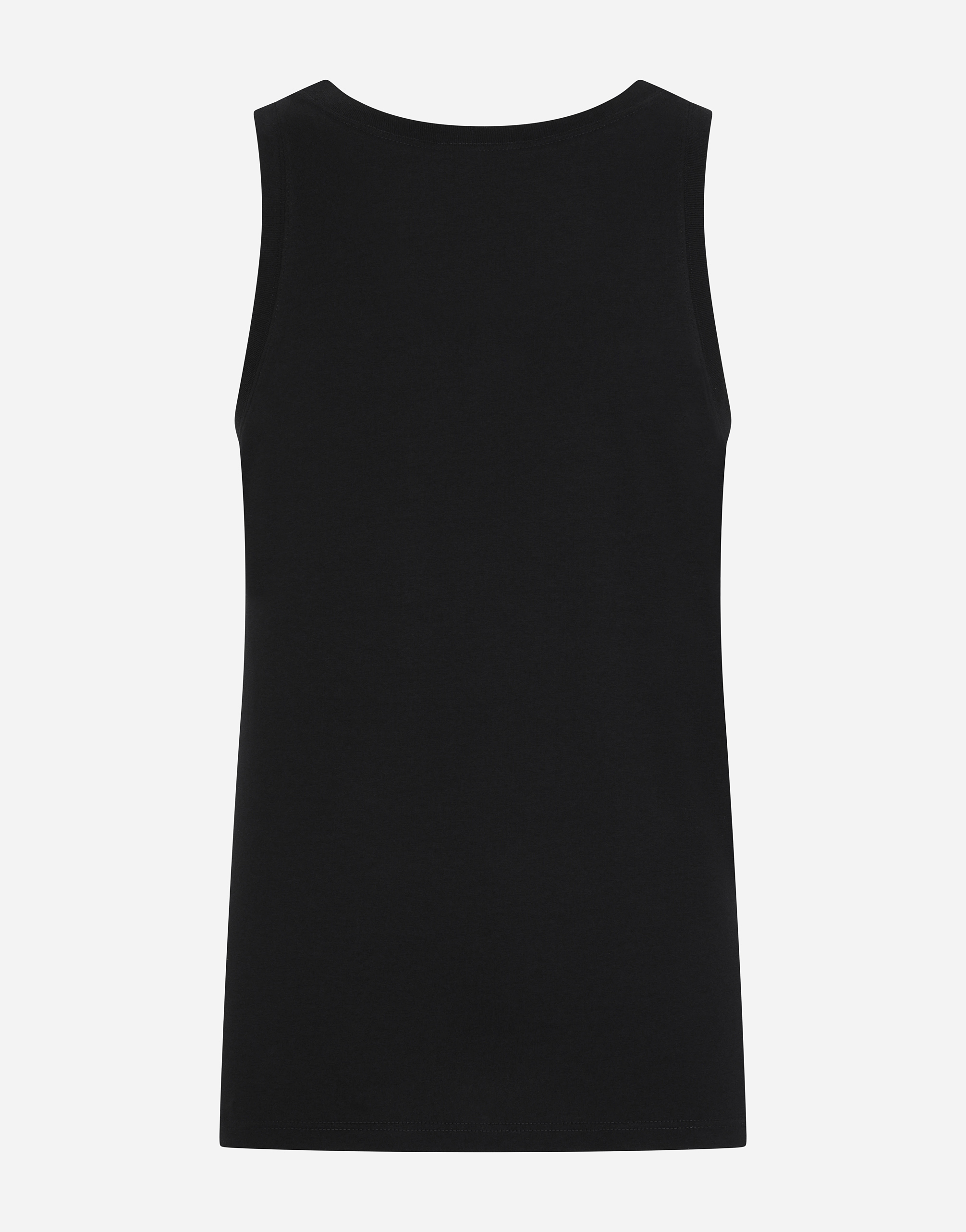  Dolce & Gabbana Tanktop Bi-elastische Baumwolle Mit Patch - Mann Unterwäsche Und Loungewear Schwarz 4 