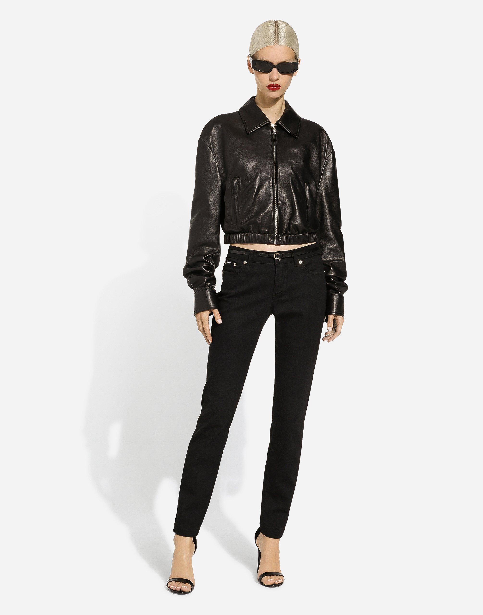 Shop Dolce & Gabbana Lambskin Bomber Jacket In Black