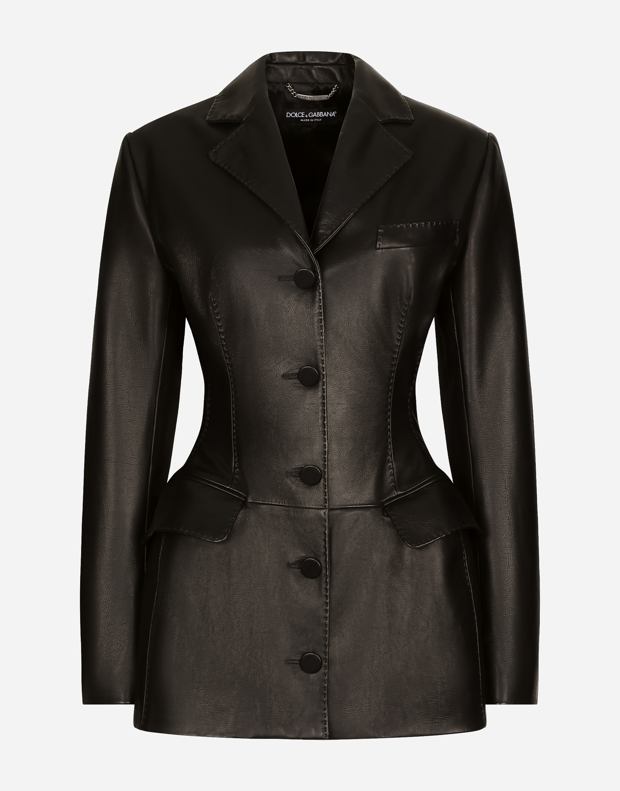Dolce & Gabbana Calfskin Turlington Jacket In Black