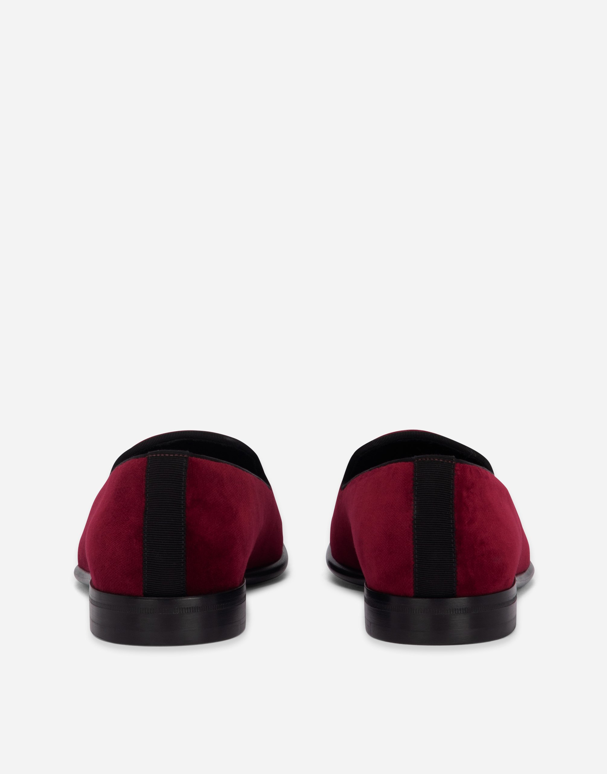 Shop Dolce & Gabbana Velvet Slippers With Coat Of Arms Embroidery In Bordeaux